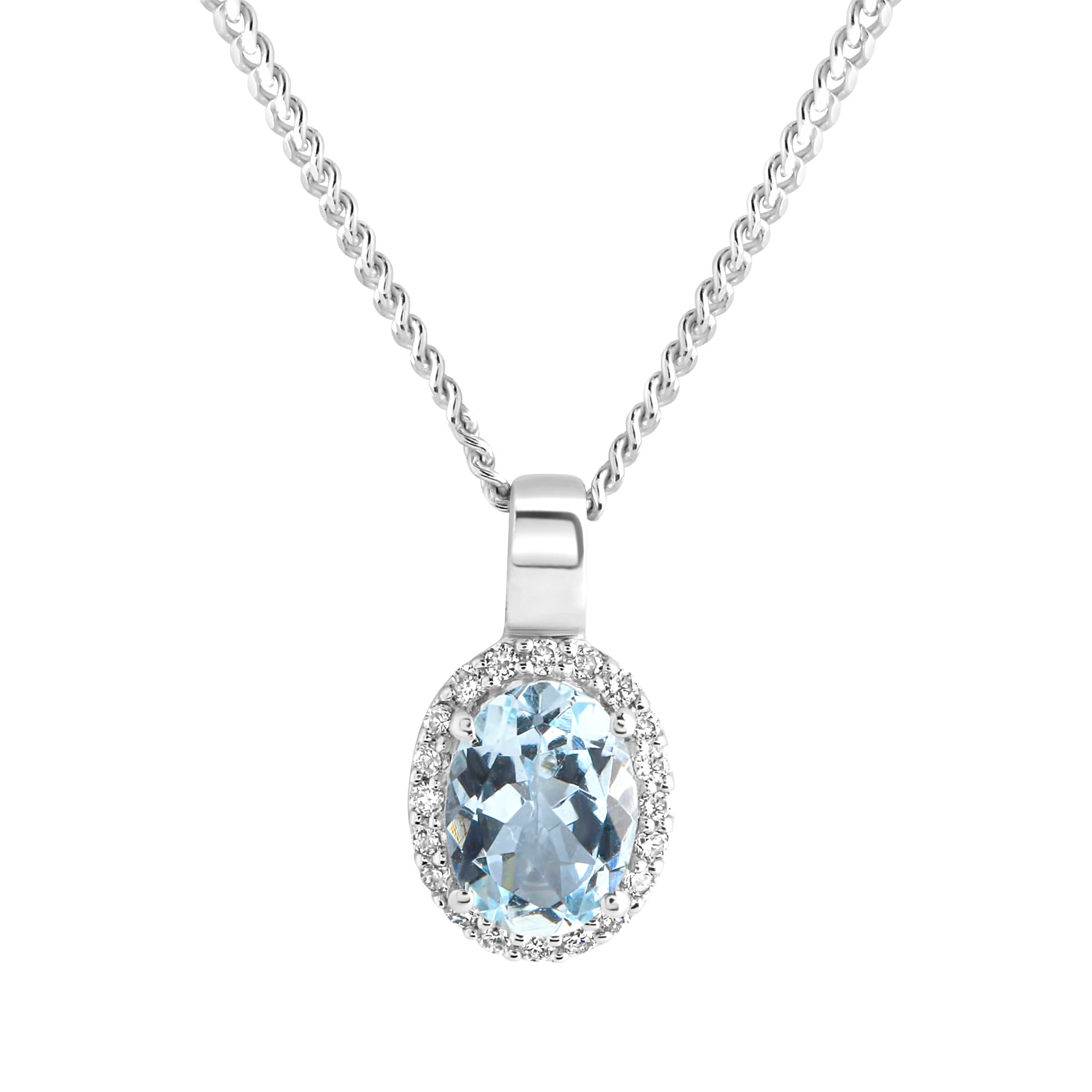 Diamonds by Ellen K. Kette mit Anhänger »Weißgold 585 mit echtem Aquamarin und 20 Diamanten zus. 0,09ct.«