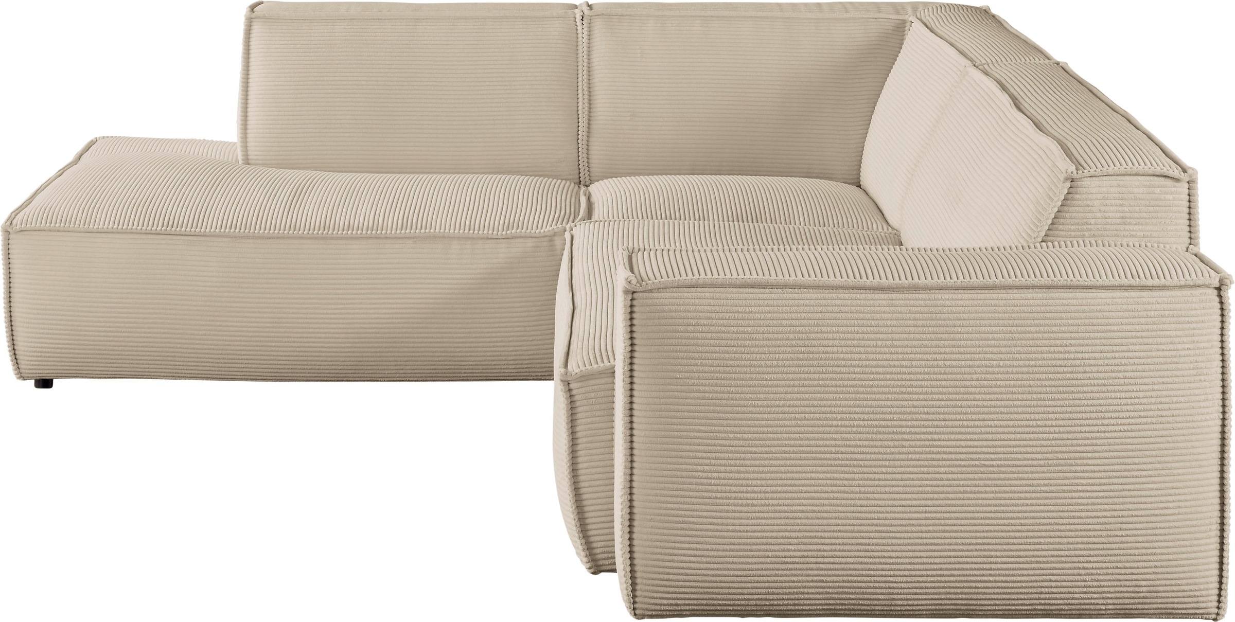 3C Candy Ecksofa »Matteo in elegant, kubischer Formensprache, bequem, L-Form«, mit auffälliger Kedernaht, Cord-Bezug, Lounge-Charakter