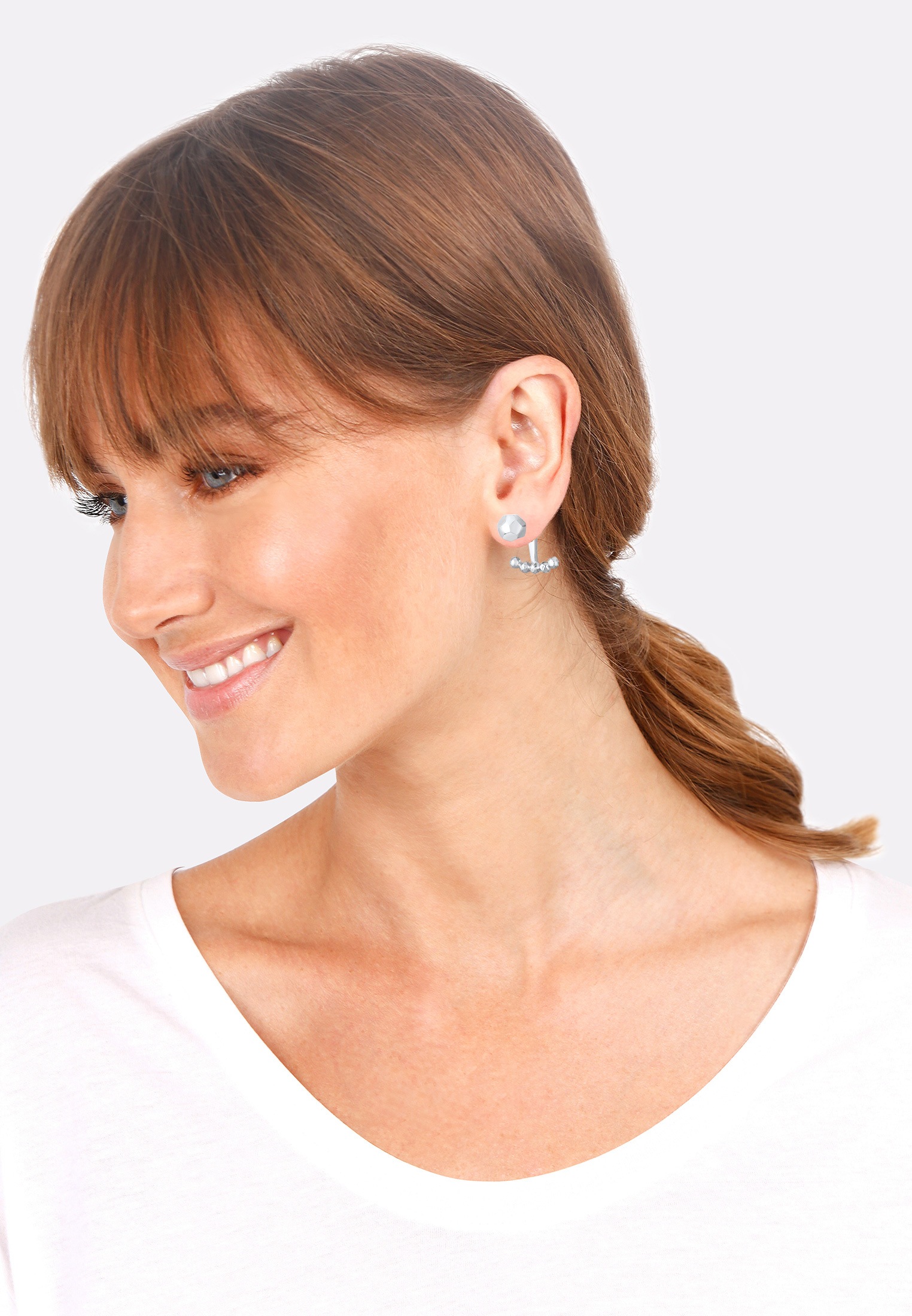 Elli Paar Ohrstecker »Stecker Ear Jackets Kugeln gehämmert 925 Silber«