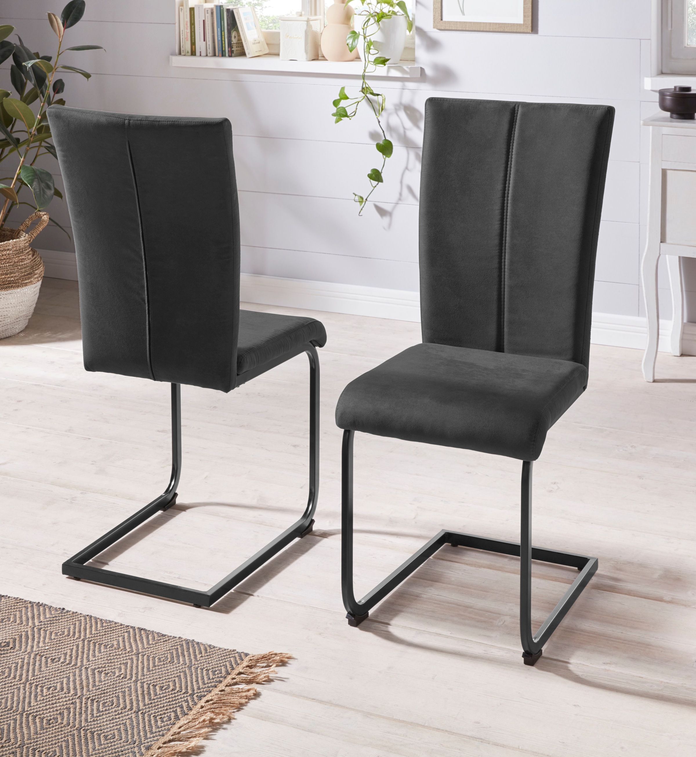 Home affaire Freischwinger »Oliver« (Set) 2 Stk. Microfaser Stuhl belastbar günstig online kaufen