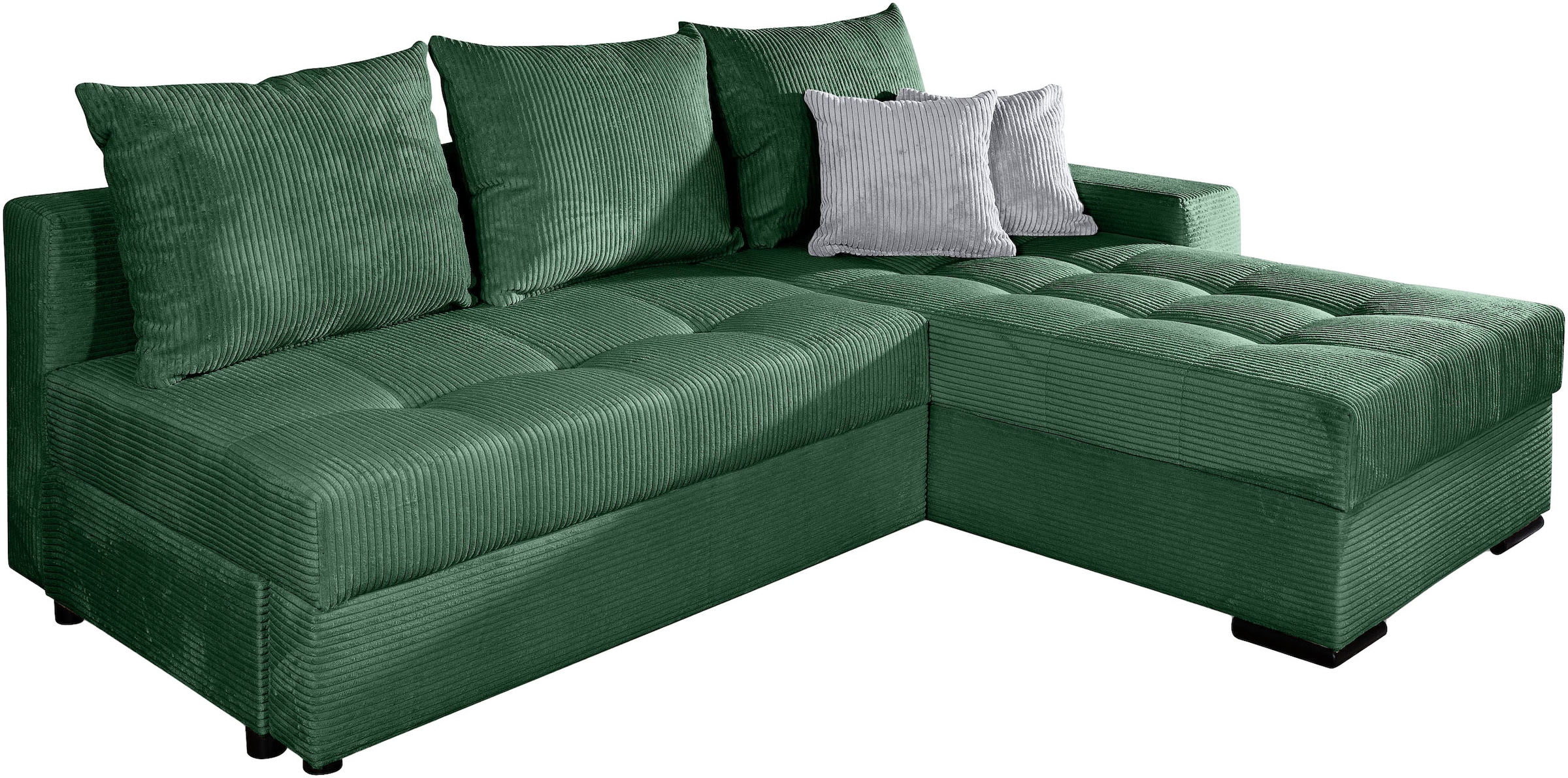 COLLECTION AB Ecksofa »Josy L-Form, B: 214 cm in Cord, Cord-Mix« mit Bettfunktion, Bettkasten & 2 Zierkissen, Federkern