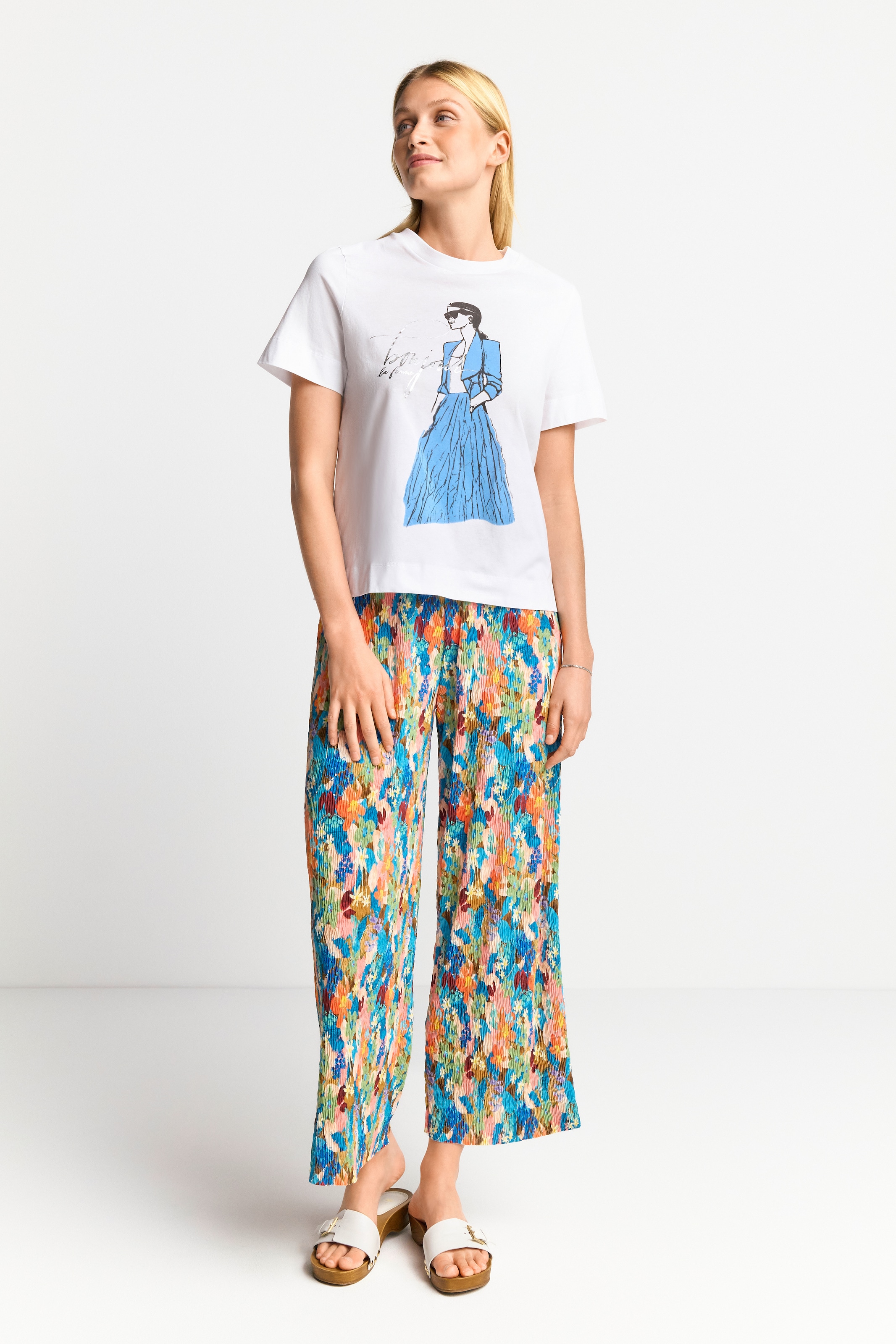 RICHROYAL T-Shirt, Easy fit T-Shirt "Bonjour" with woman print