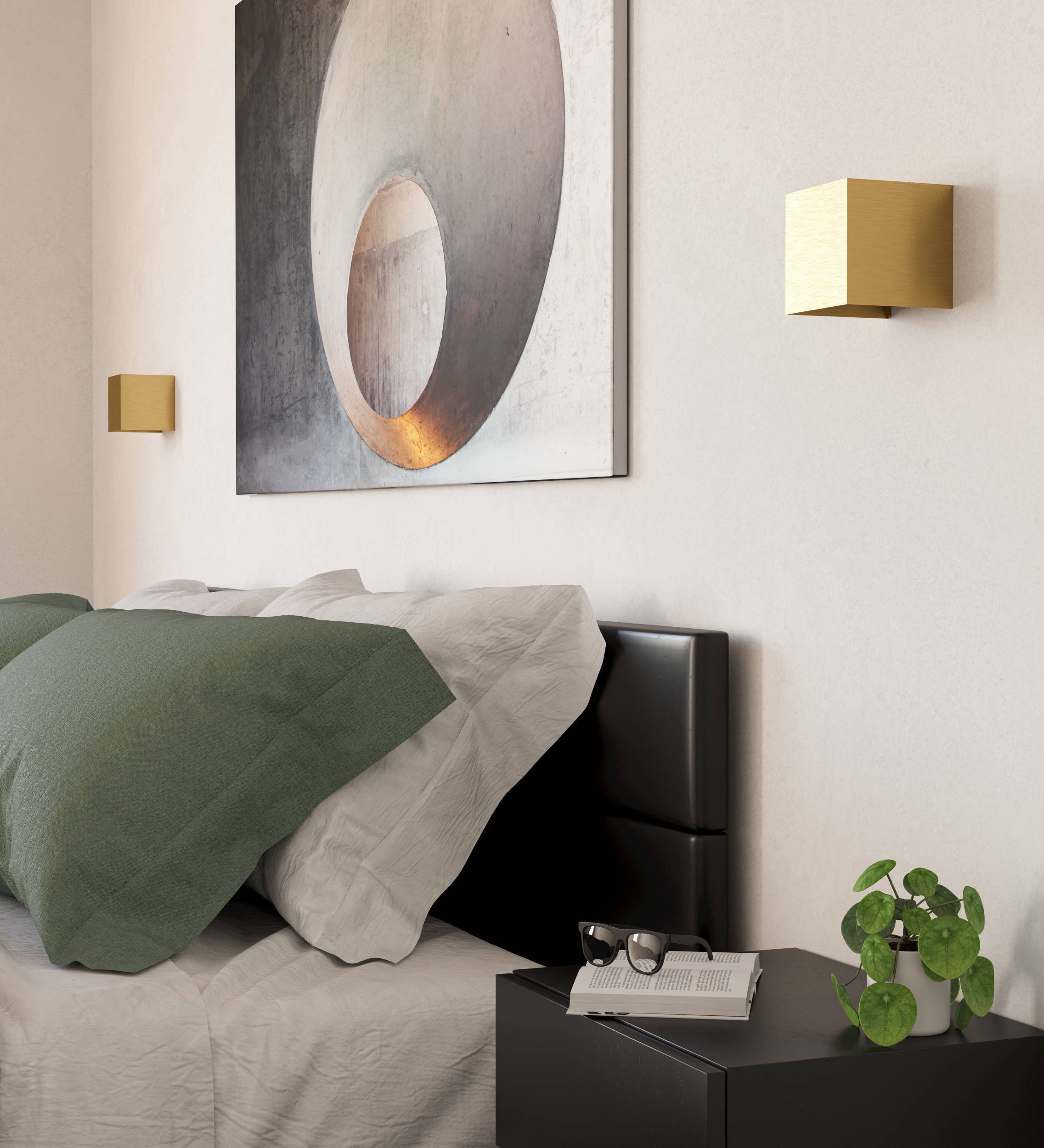 EGLO Wandleuchte »Valmontone Wandlampe,innen, Würfel, indirekte Up und Down Beleuchtung« LED-Modul 1 Stk. Warmweiß Wand-/Deckenleuchte - L10 x H10 x AL10 cm - messing-gebürstet