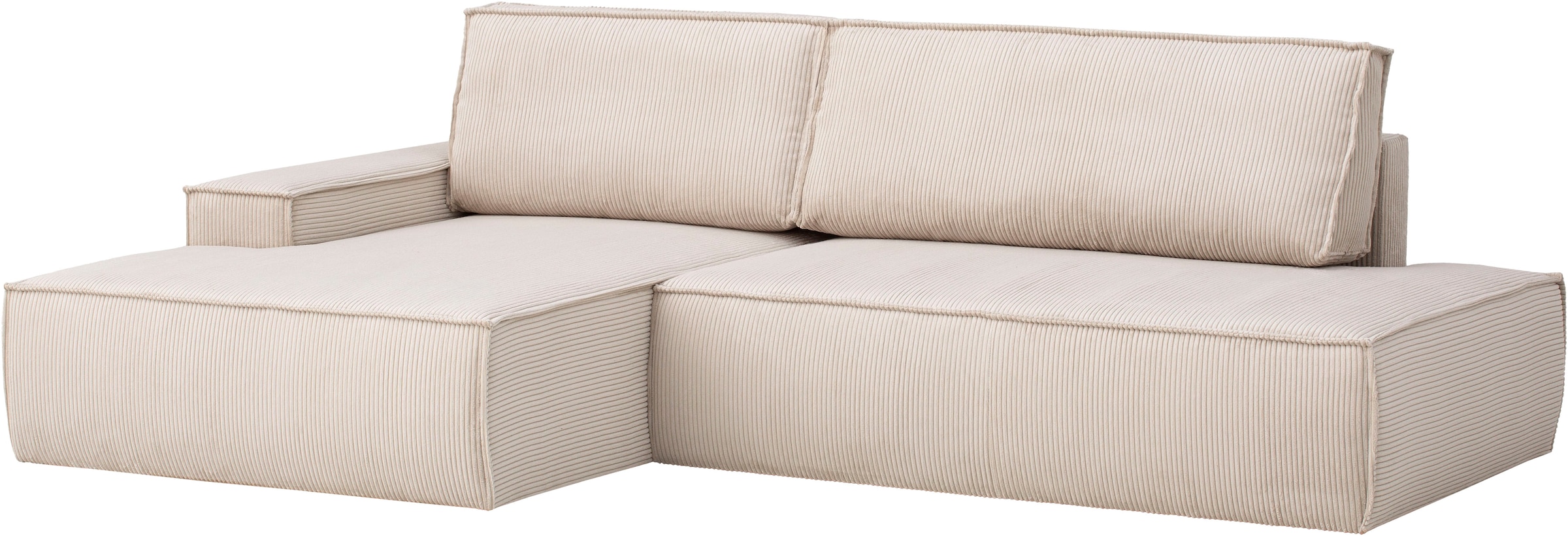 Home affaire Ecksofa »SHERWOOD, Schlafsofa in L-Form offen (275cm), Cord, Leinenoptik«, Schlaffunktion und Bettkasten, Kedernaht, hoher Sitz- & Liegekomfort