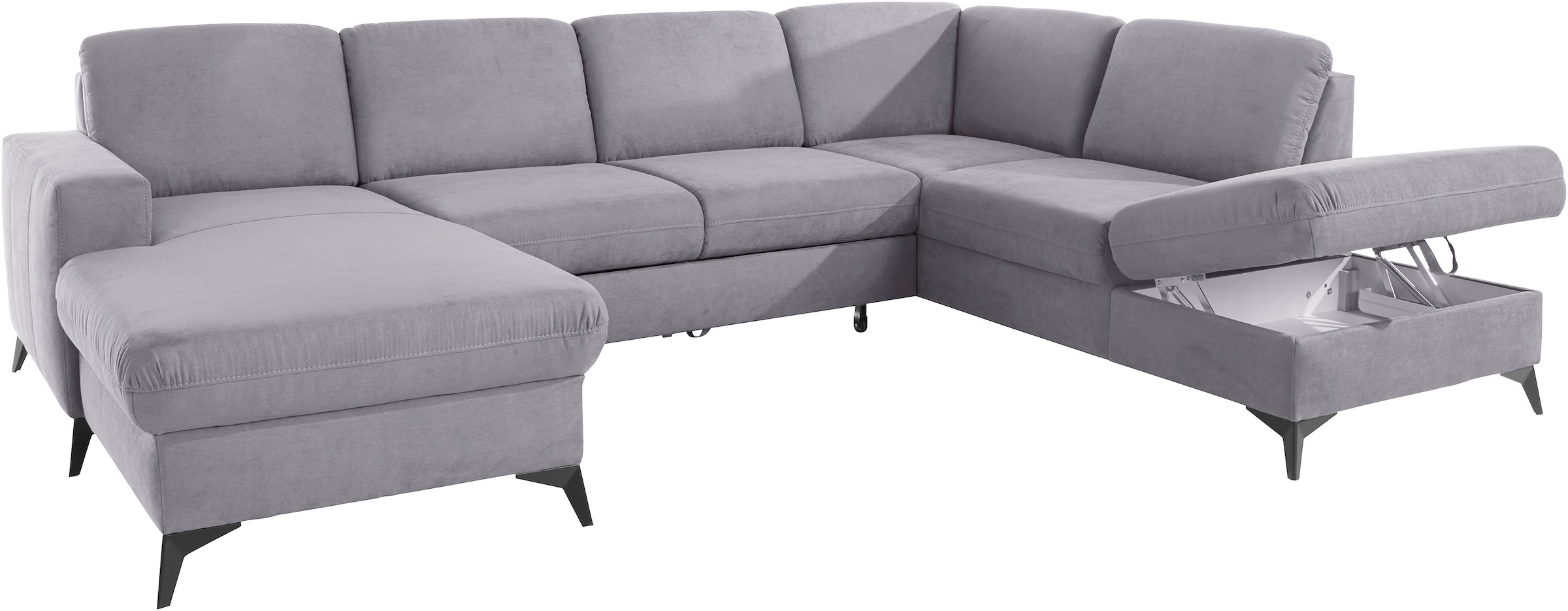 Places of Style Wohnlandschaft »Lolland U-Form«, Wahlweise mit Bettfunktion und Stauraum, auch mit abwischbarem Bezug