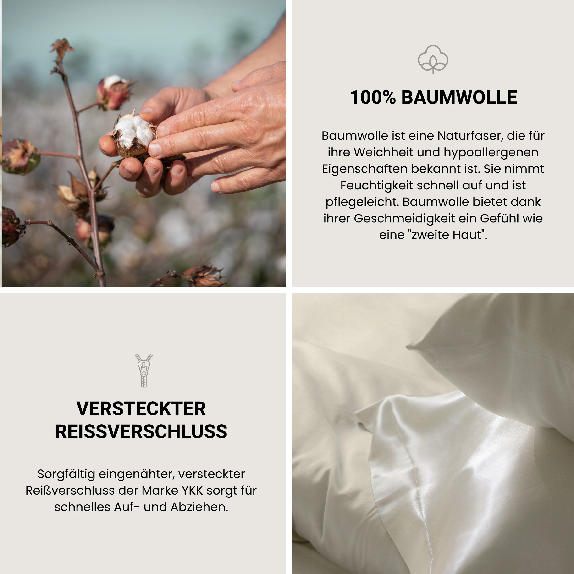 Schiesser Kissenhülle »Ella Premium Kissenhüllenset aus feinstem Baumwollsatin, 40x80 cm«, (2 St.), Made in Green