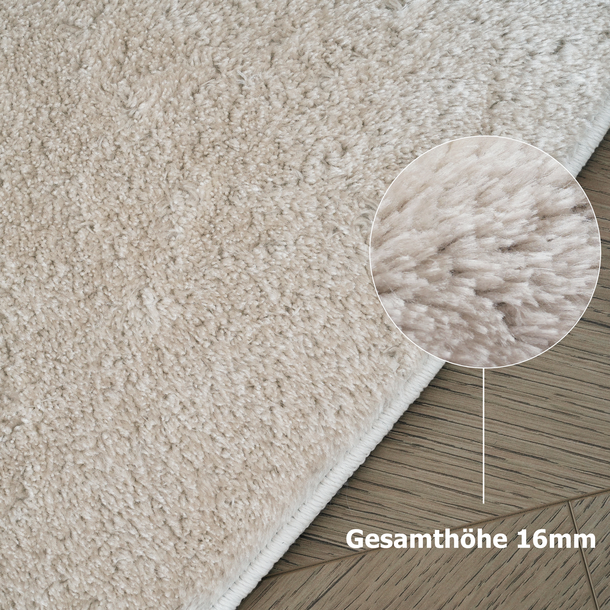 my home Teppich »Cali Bean«, U-förmig, 16 mm Höhe, besondere Form, Uni, weich, waschbar, Wohnzimmer, Schlafzimmer