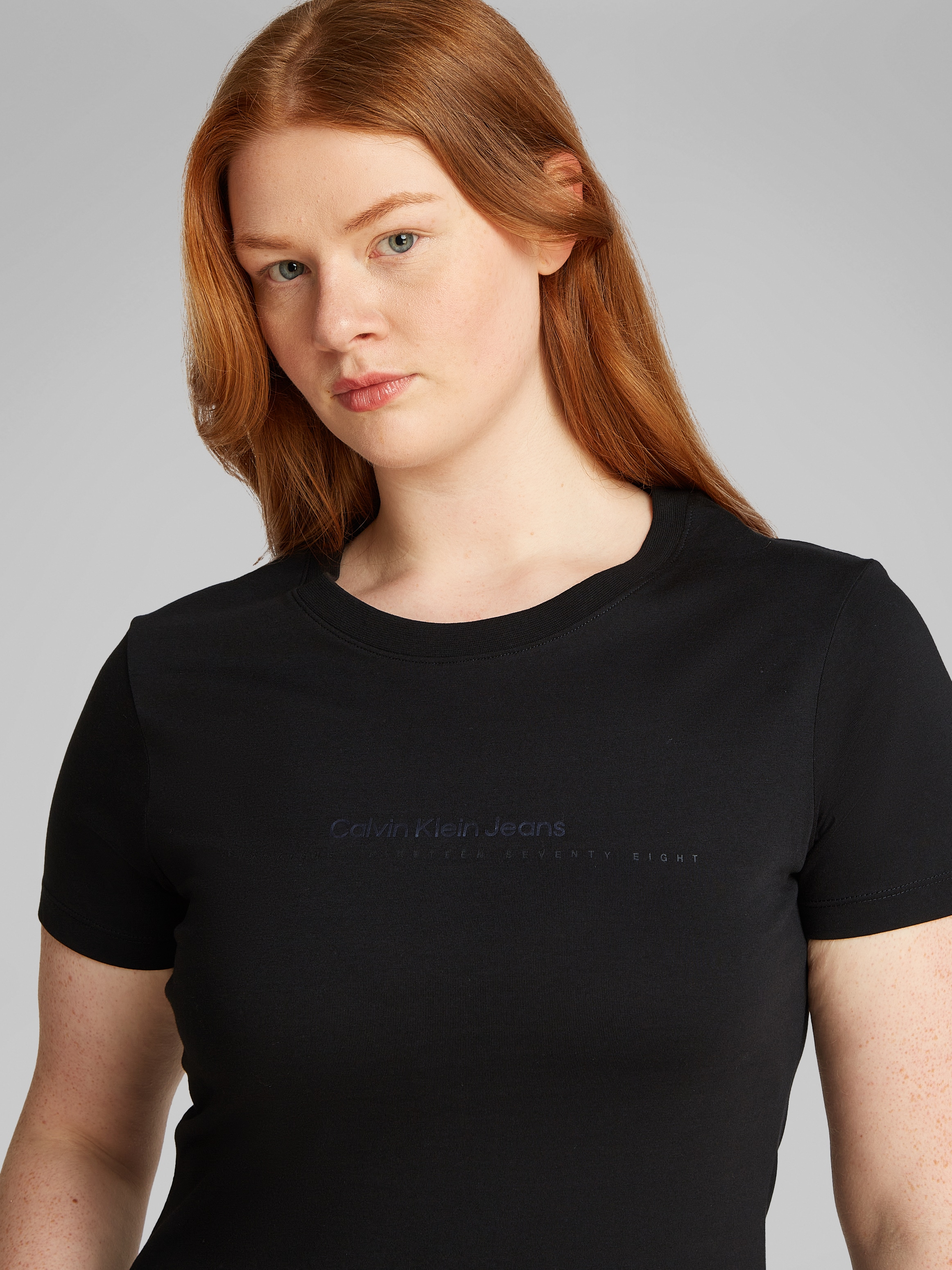 Calvin Klein Jeans Plus T-Shirt »PLUS INSTIT GRAPHIC SLIM TEE«, in großen Größen, Logoschriftzug