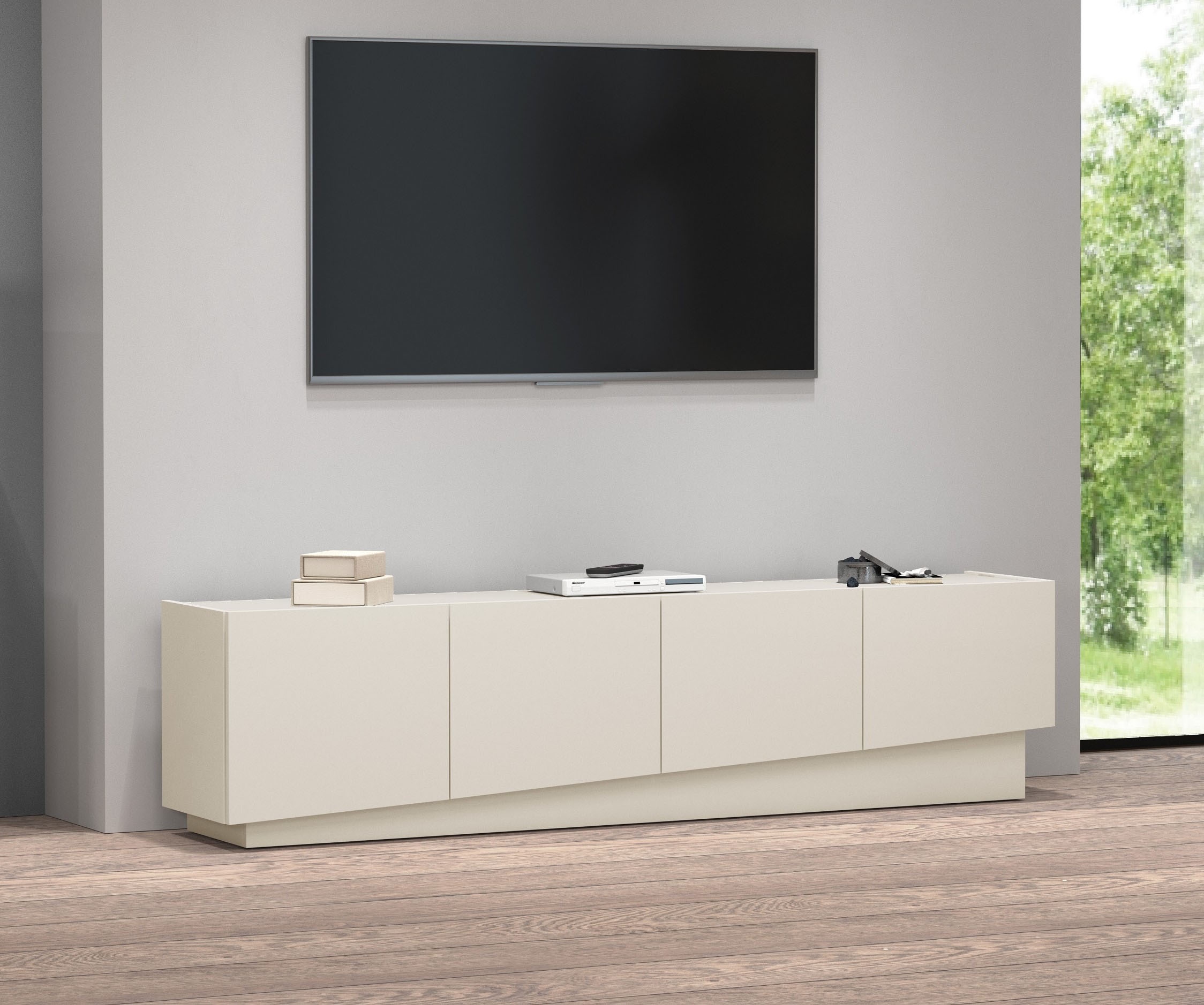 INOSIGN Lowboard »VELA, Lowboard, Breite 180 cm, Design mit schrägen Türen«, (1 St.), Made in Italy, Maße-B/T/H: 180x35x45, Lowboard, TV-Board, TV-Kommode