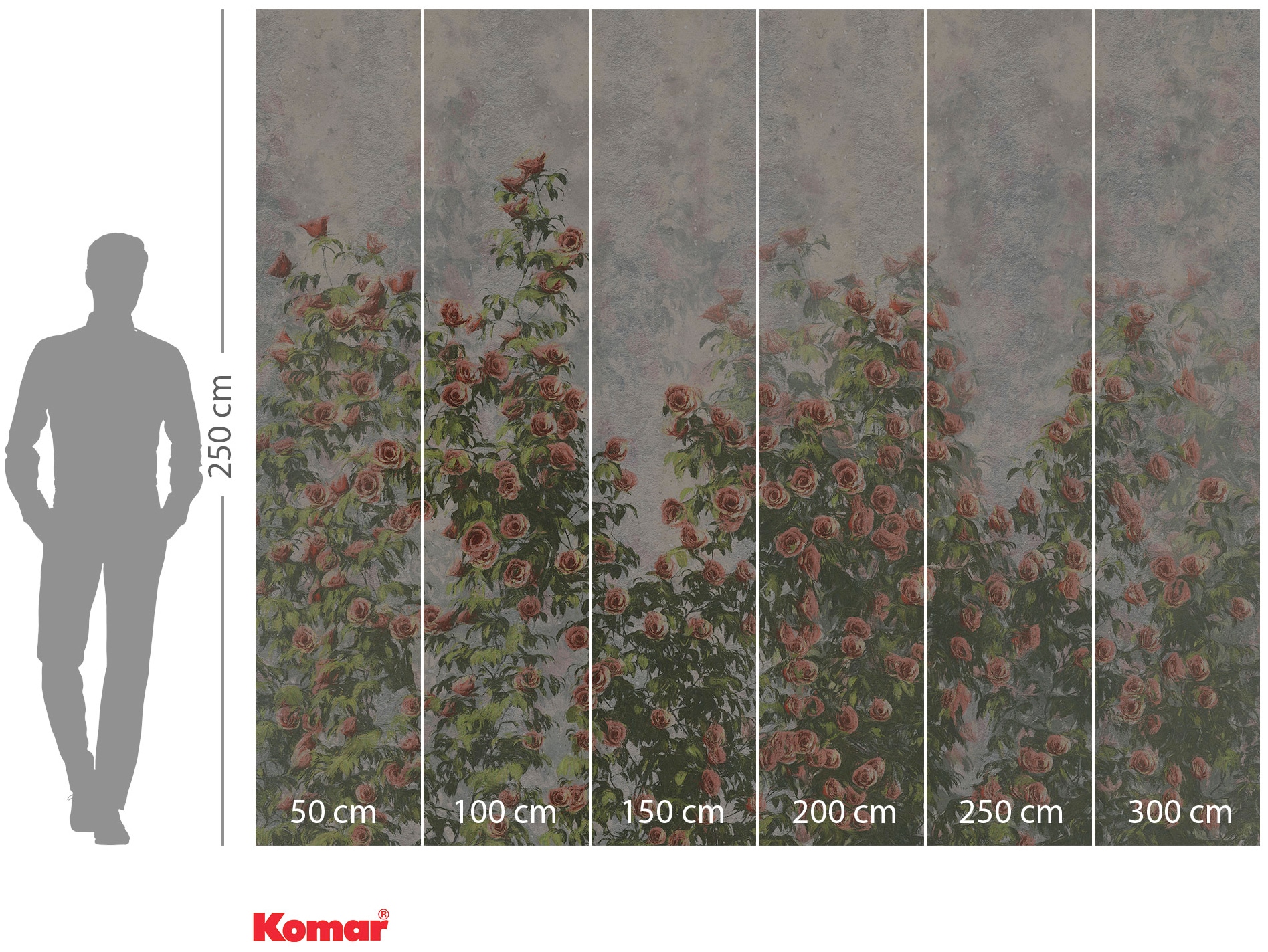 Komar Vliestapete »Digitaldruck Vlies -  Wall Roses - Größe 300 x 250 cm« bedruckt glatt Wohnzimmer, Schlafzimmer
