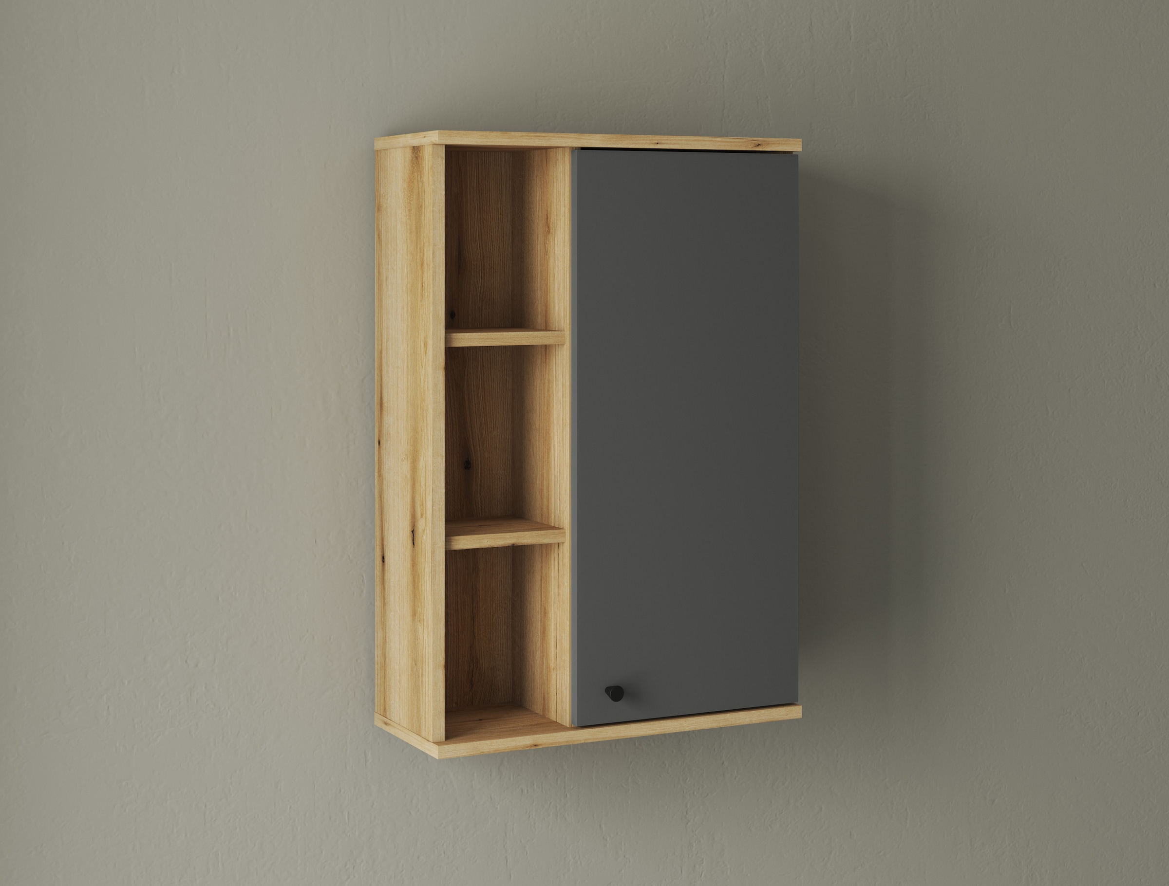 INOSIGN Hängeschrank »Oslo, Badschrank mit Knopfgriff, Wandschrank im skandinavischen Design«, in der Türfarbe Weiß oder Grau verfügbar, ausreichend Stauraum
