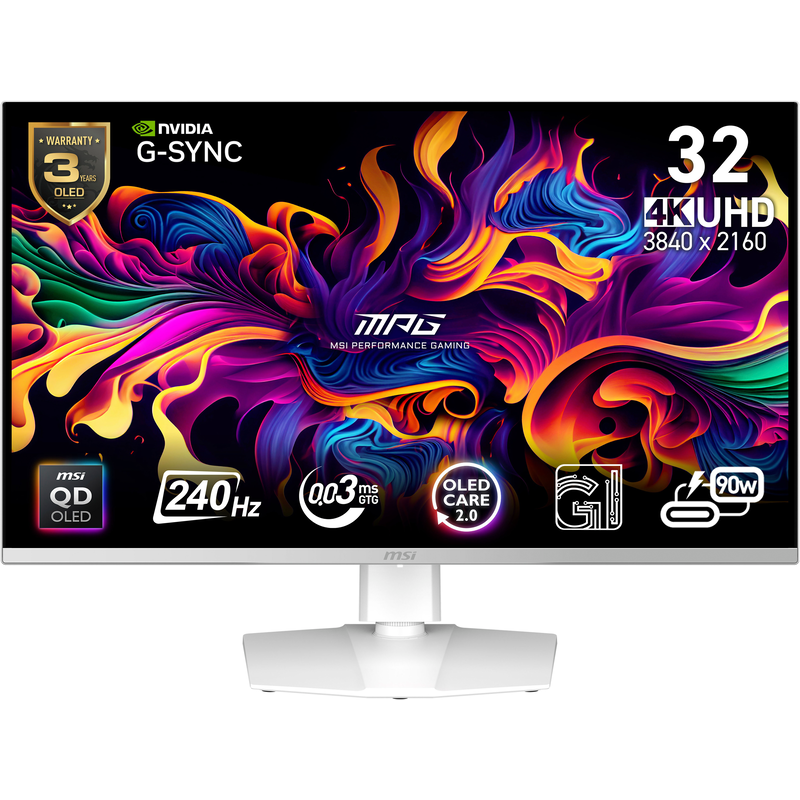 MSI Gaming-Monitor »MPG 321URXW-QD-OLED« 80 cm/32 3840 x 2160 px 0, 03 Reaktionszeit 240 Hz weiß