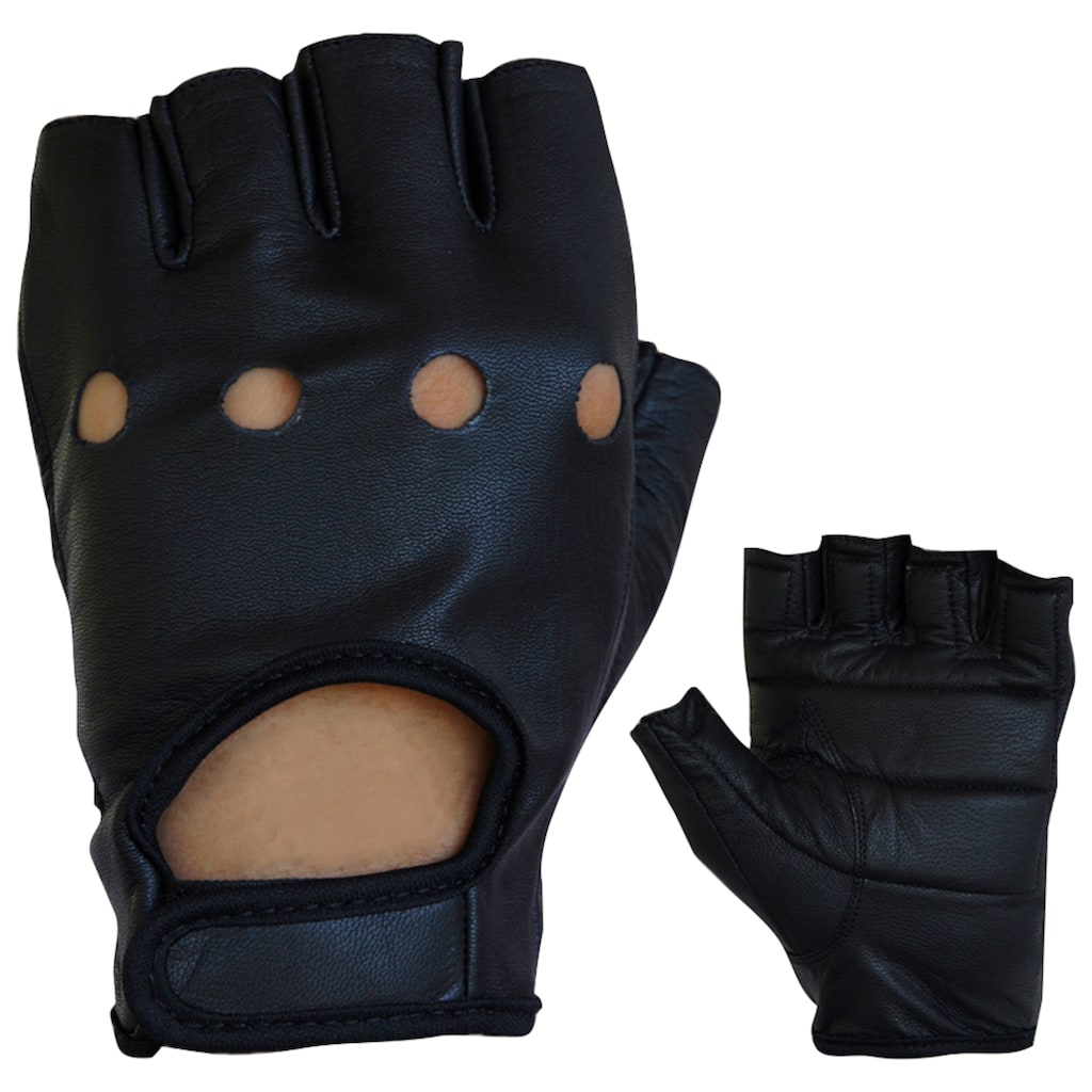 PROANTI Motorradhandschuhe fingerlose Chopper-Handschuhe aus Leder | Motorradhandschuhe