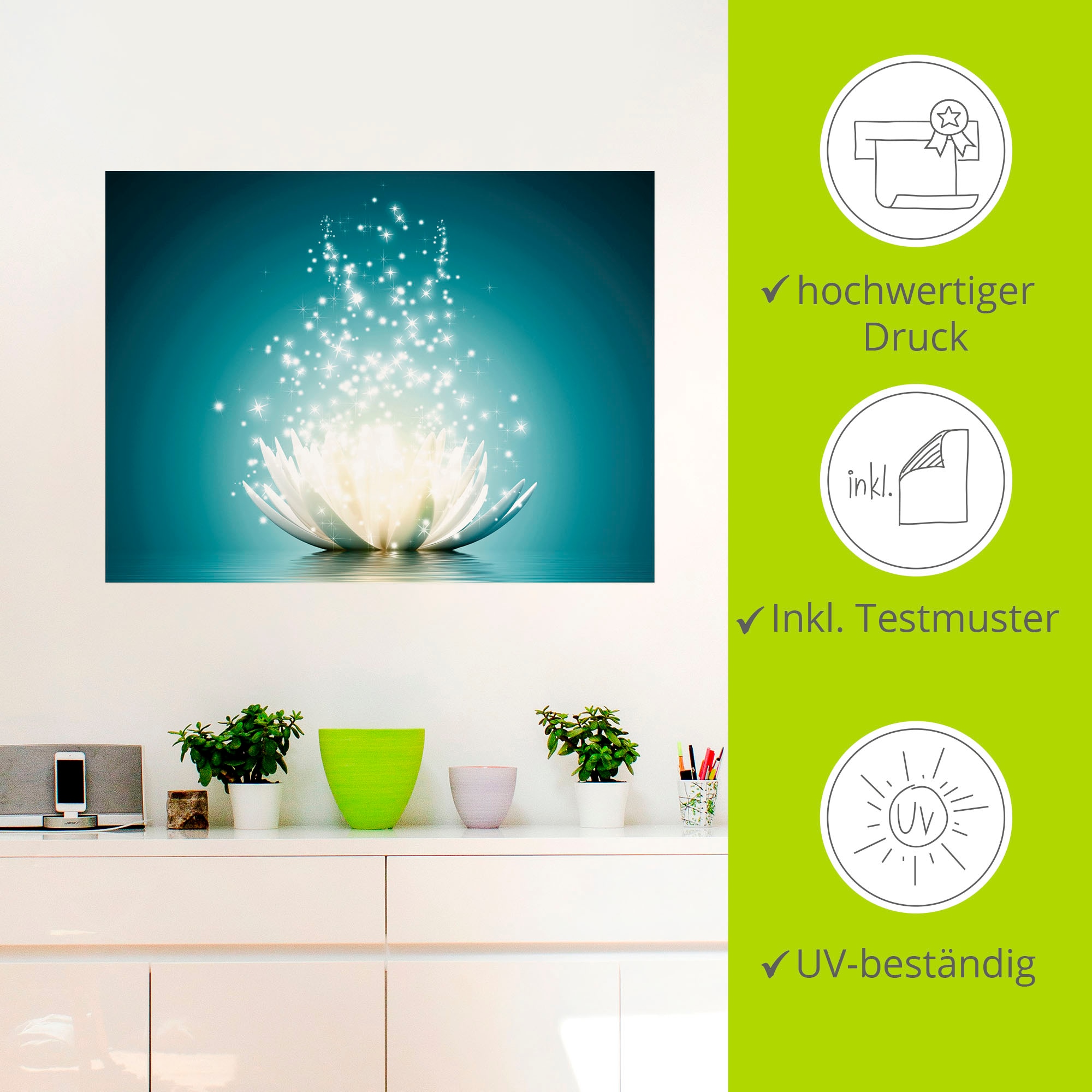 Artland Wandbild »Magie der Lotus-Blume«, Blumen, (1 St.), als Alubild, Outdoorbild, Leinwandbild, Poster, Wandaufkleber
