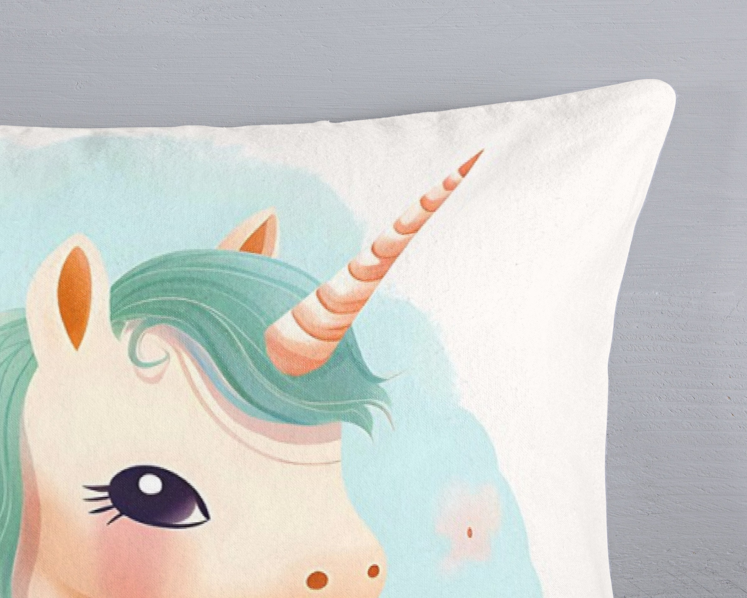 good morning Kinderbettwäsche »One«, Flanell, Biber, 135x200, Warm, Wende, Mädchen, Einhorn, Weiß, Türkis