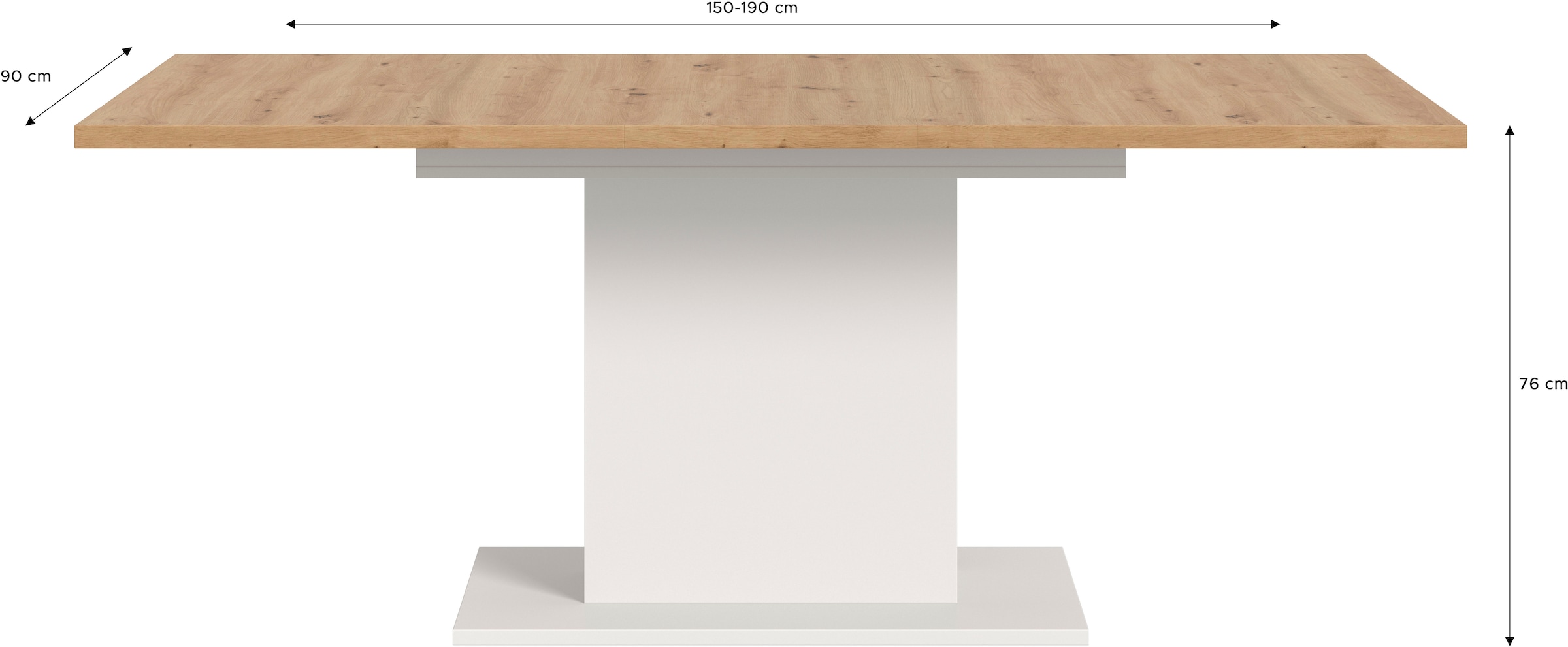 INOSIGN Esstisch »Motus, ausziehbar 150 -190 cm, inklusive 40 cm Einlegeplatte«, (Set, 1 St.), Säulengestell mit Bodenplatte, Tisch, Küchentisch, Esszimmer, Küche