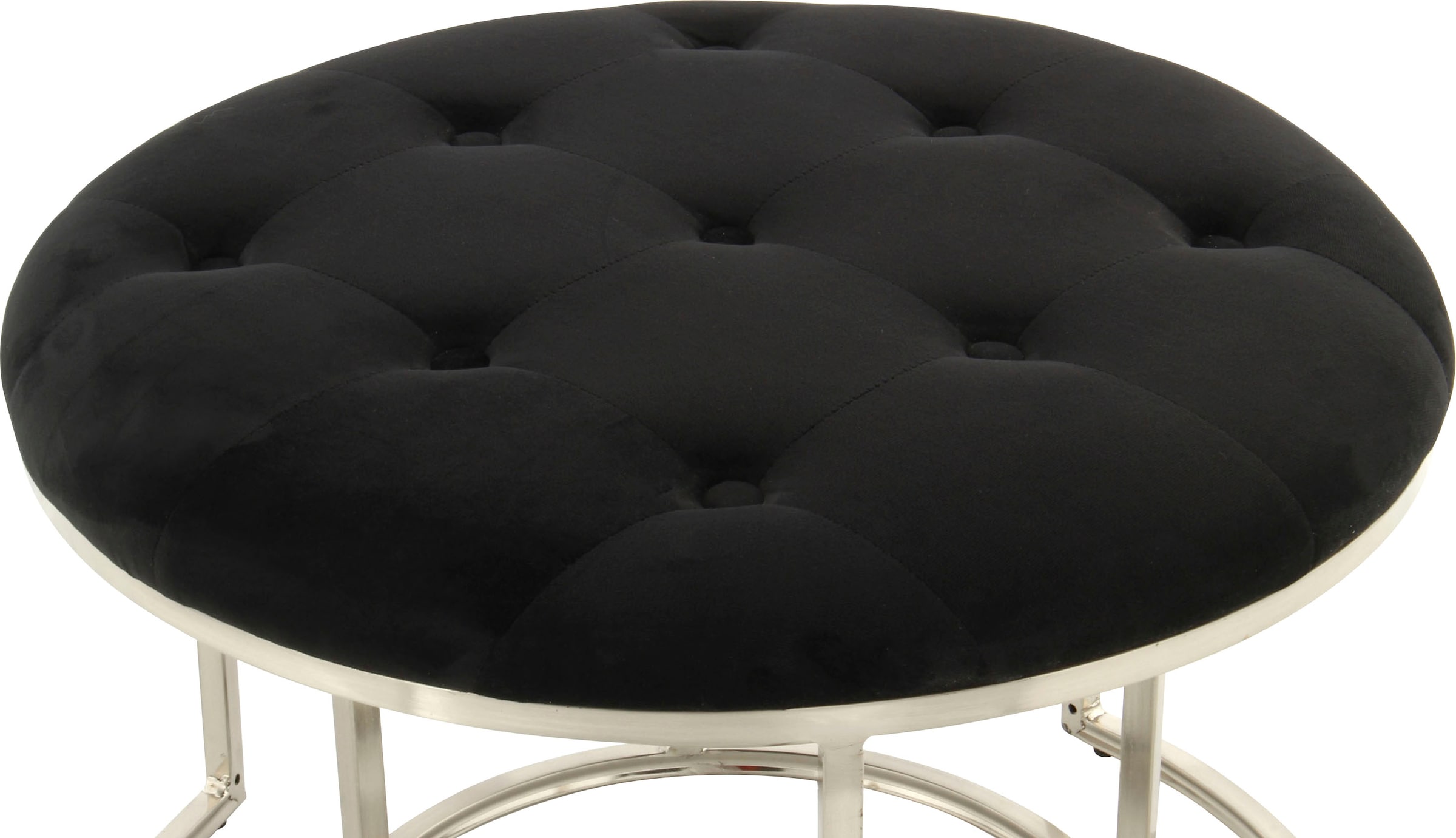 Kayoom Sitzhocker »Hocker Myla 2er-Set, praktisch ineinander schiebbar«, (Set, 2 St.), ineinander schiebbar, rund, gesteppt, mit Zierknöpfen
