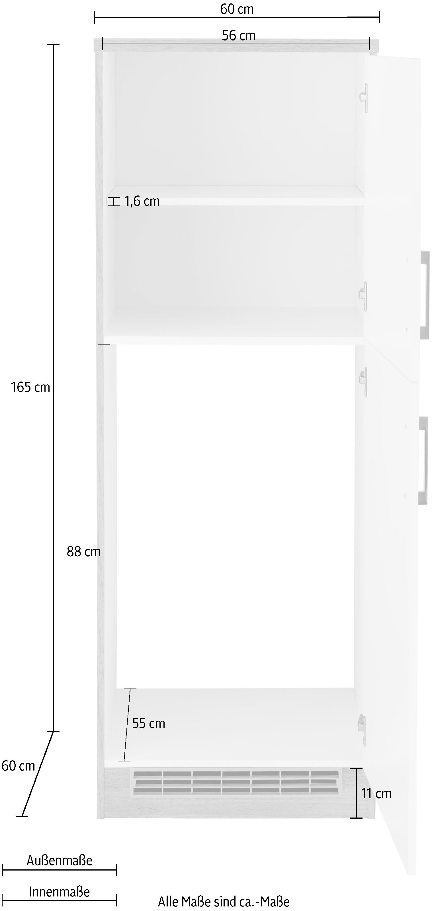 für 60 HELD breit, 88 cm »Colmar«, cm MÖBEL Kühlumbauschrank geeignet hoch, cm bestellen 165 auf Einbaukühlschrank Rechnung Nische