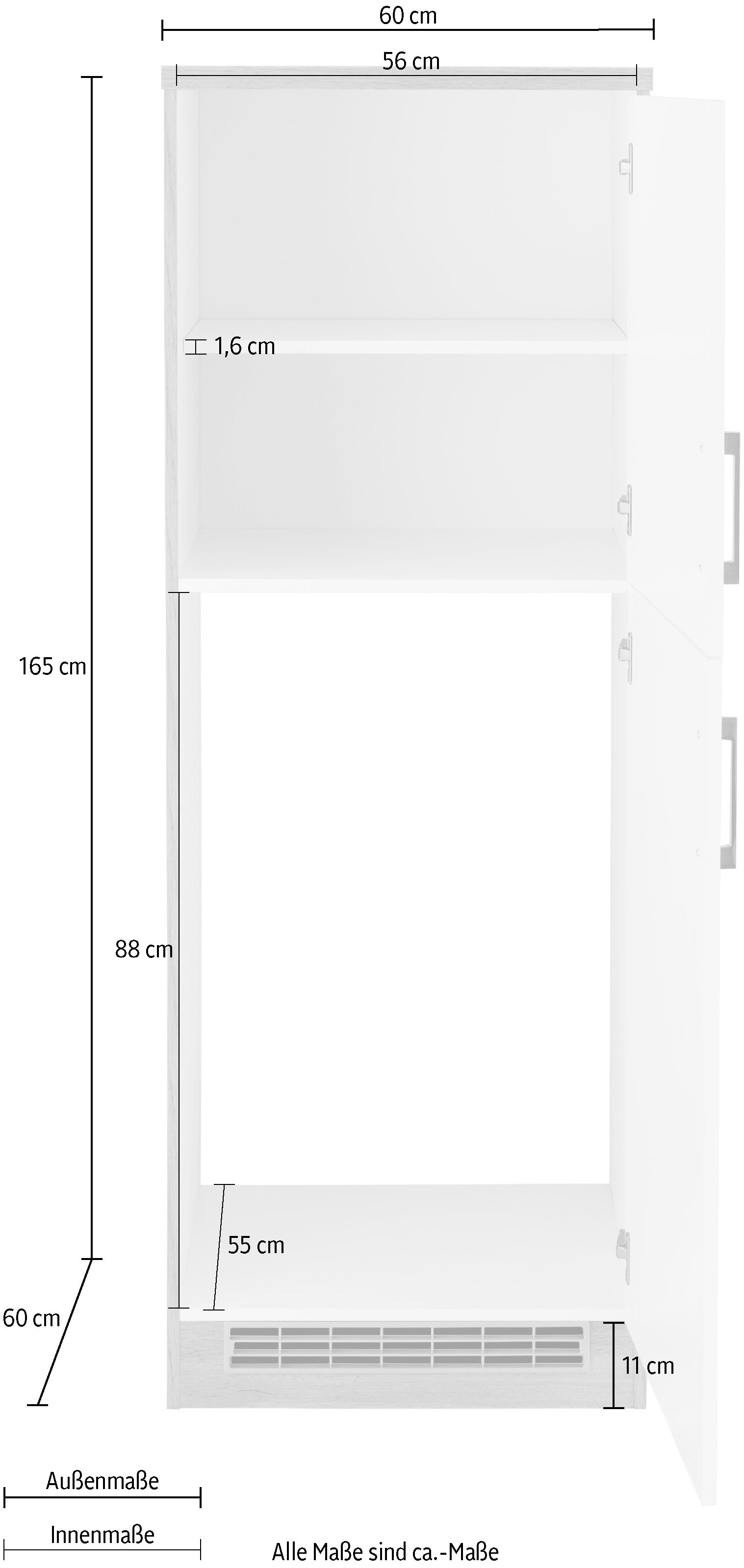 HELD MÖBEL Nische »Colmar«, Einbaukühlschrank cm Rechnung 165 cm bestellen geeignet cm 88 hoch, 60 Kühlumbauschrank breit, für auf