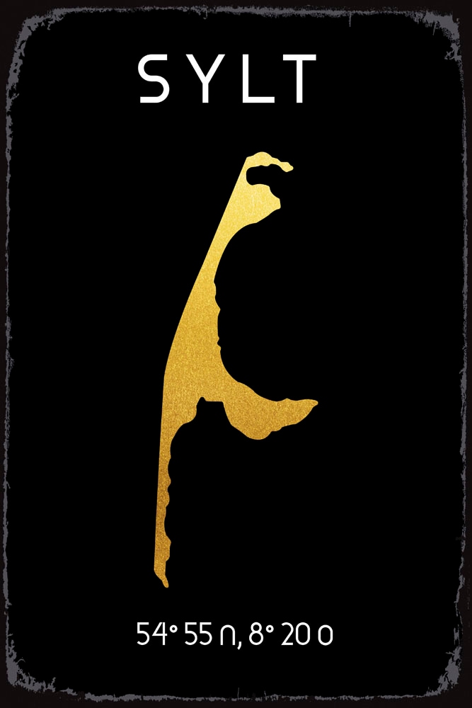 queence Metallbild »Golden Island« Schriftzug | Schriftzüge 1 Stk. tlg. Stahlschilder