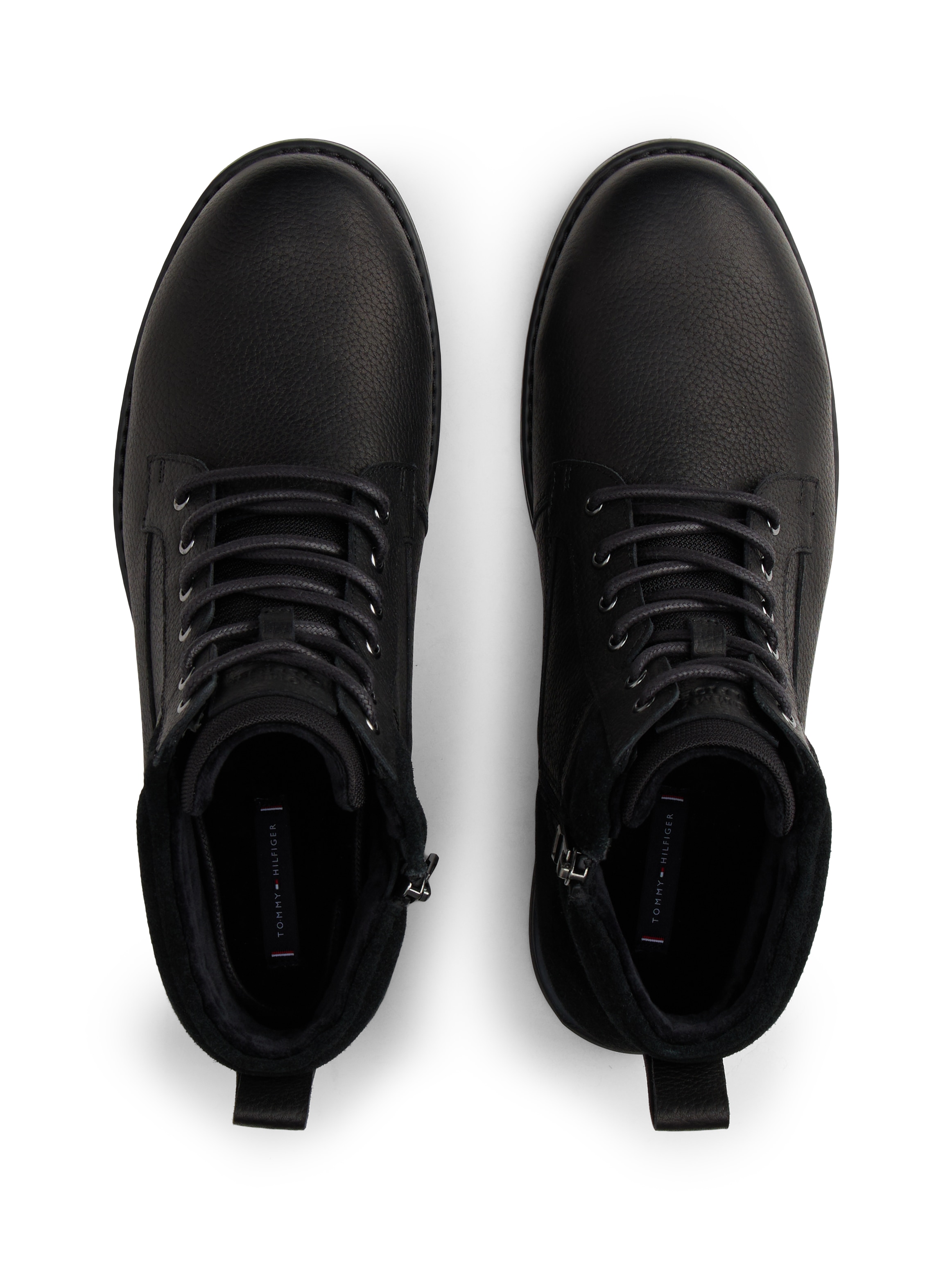 Tommy Hilfiger Schnürboots »CORPORATE W LTH LACE BOOT«, Schnürstiefelette mit Ziernähten und Anziehlasche