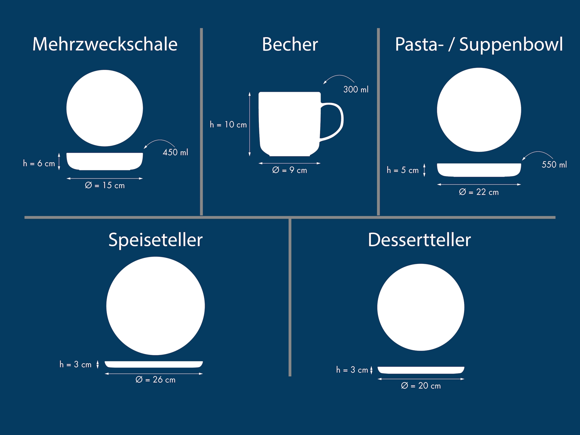 OTTO home Kombiservice »modernes Geschirr-Set, Service Novalee« hohe Haltbarkeit, spülmaschinen- & mikrowellengeeignet, Reaktivglasur