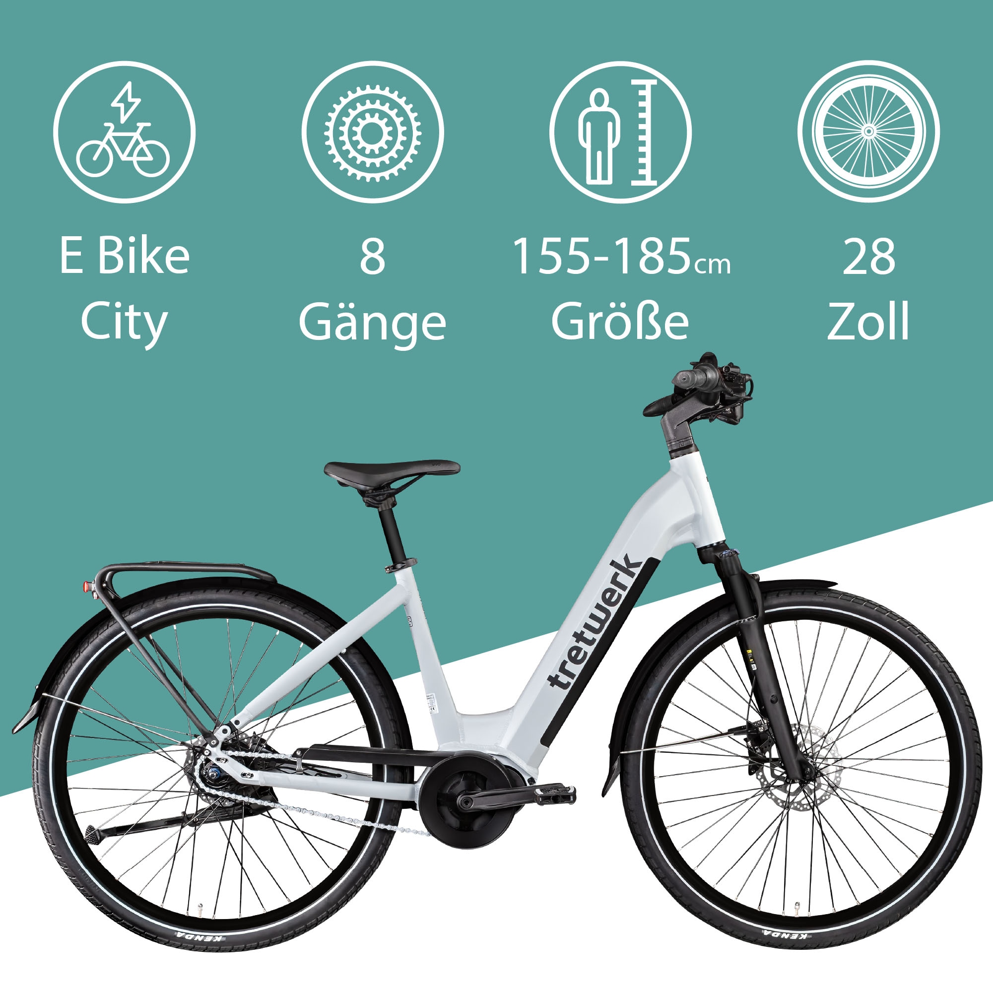Tretwerk E-Bike »Amber Nexus«, 8 Gang, Mittelmotor 250 W, Tretwerk Amber Nexus E Bike Damen 28 Zoll Elektrofahrrad 155 - 185cm