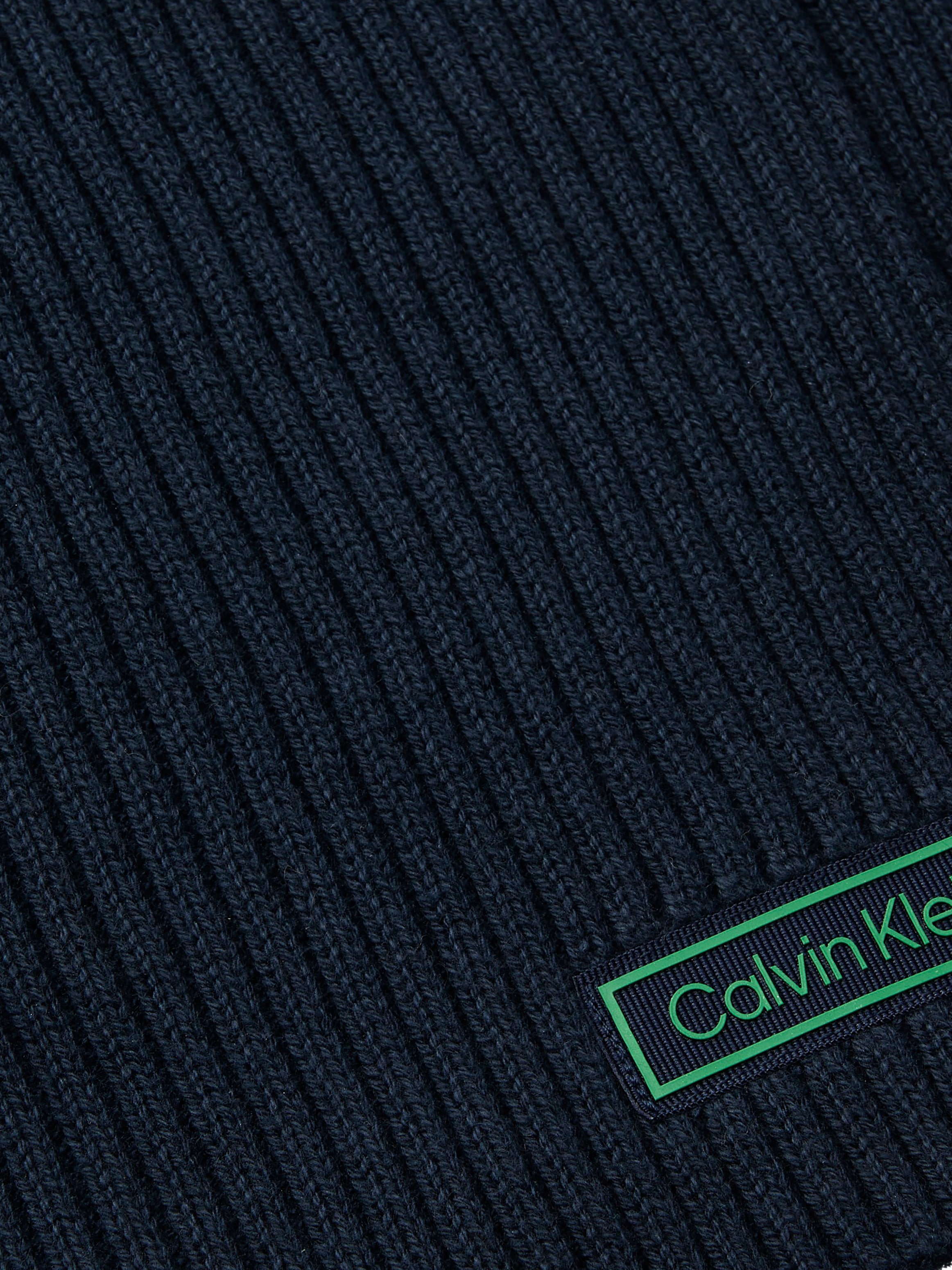 Calvin Klein Modetuch »PATCH CHUNKY RIB COTTON SCARF« mit klassischem unifarbenen Design