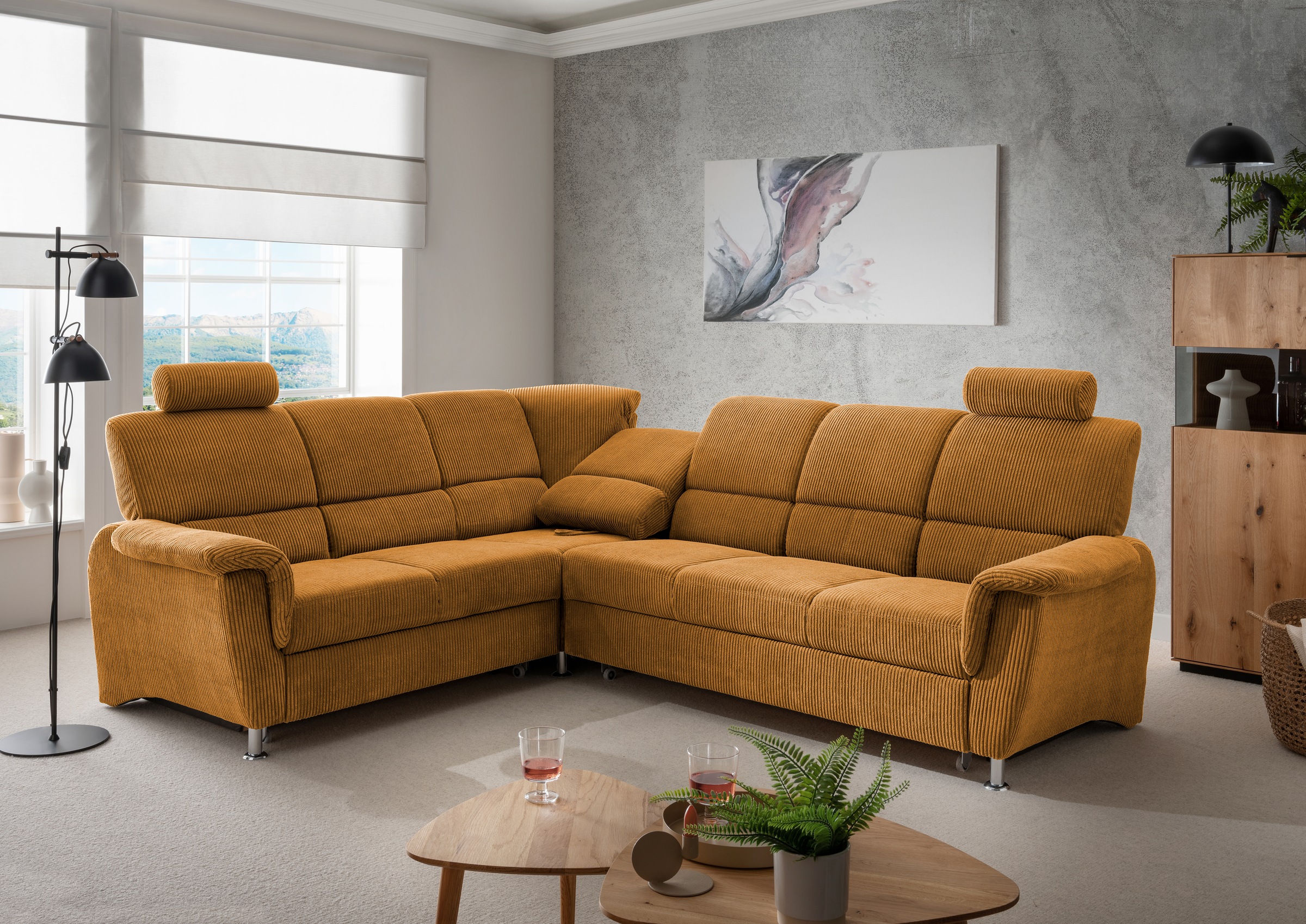 Home affaire Ecksofa »Pisa L-Form, mit Schlaffunktion, Stauraum, 2x höhenve günstig online kaufen