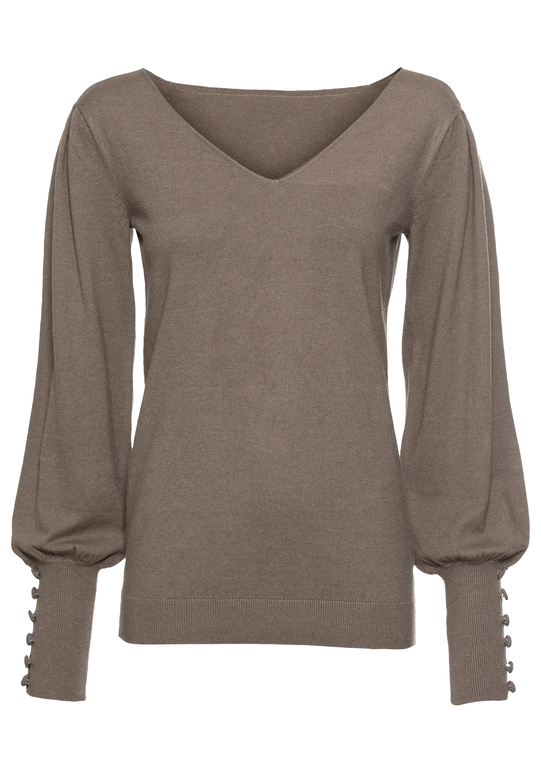 Laura Scott V-Ausschnitt-Pullover, mit süßer Knopfleiste am Ärmel