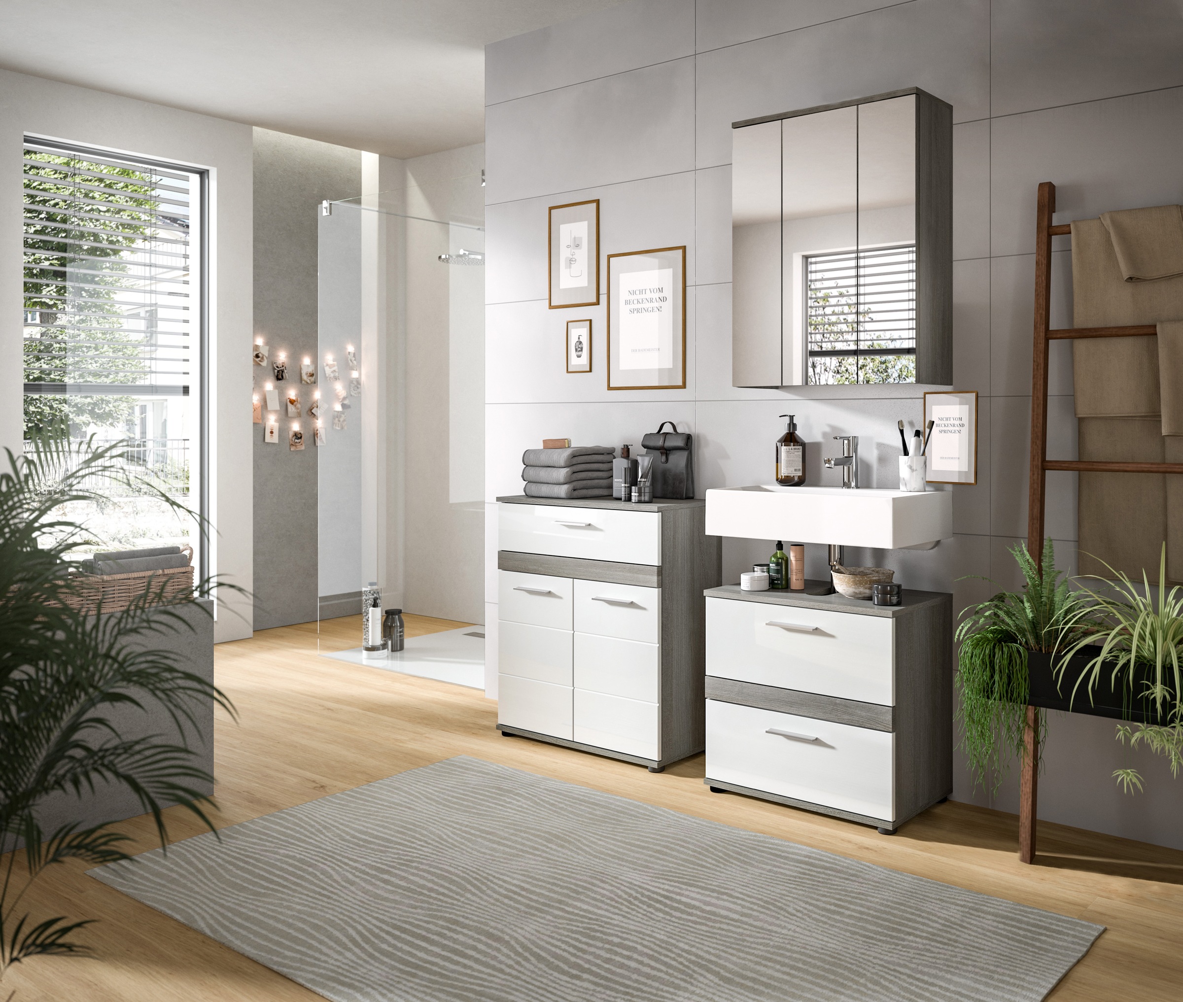 welltime Badmöbel-Set »LUCCA, 3-teilig, TOPSELLER!, hochwertige MDF Front« günstig online kaufen