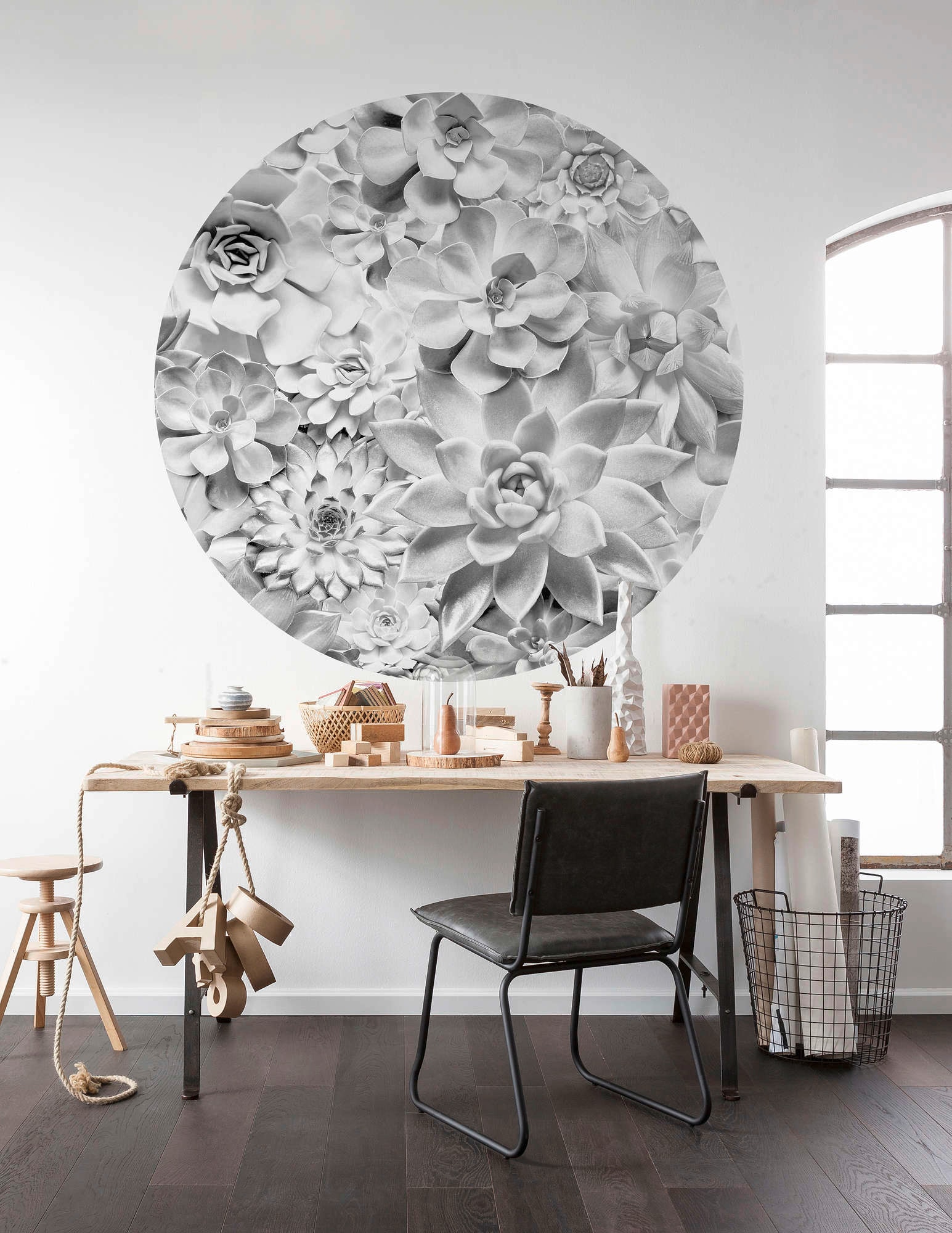 Komar Vliestapete »Vlies selbstklebend - Echeveria - Größe 125 x 125 cm«, bedruckt, Wohnzimmer, Schlafzimmer
