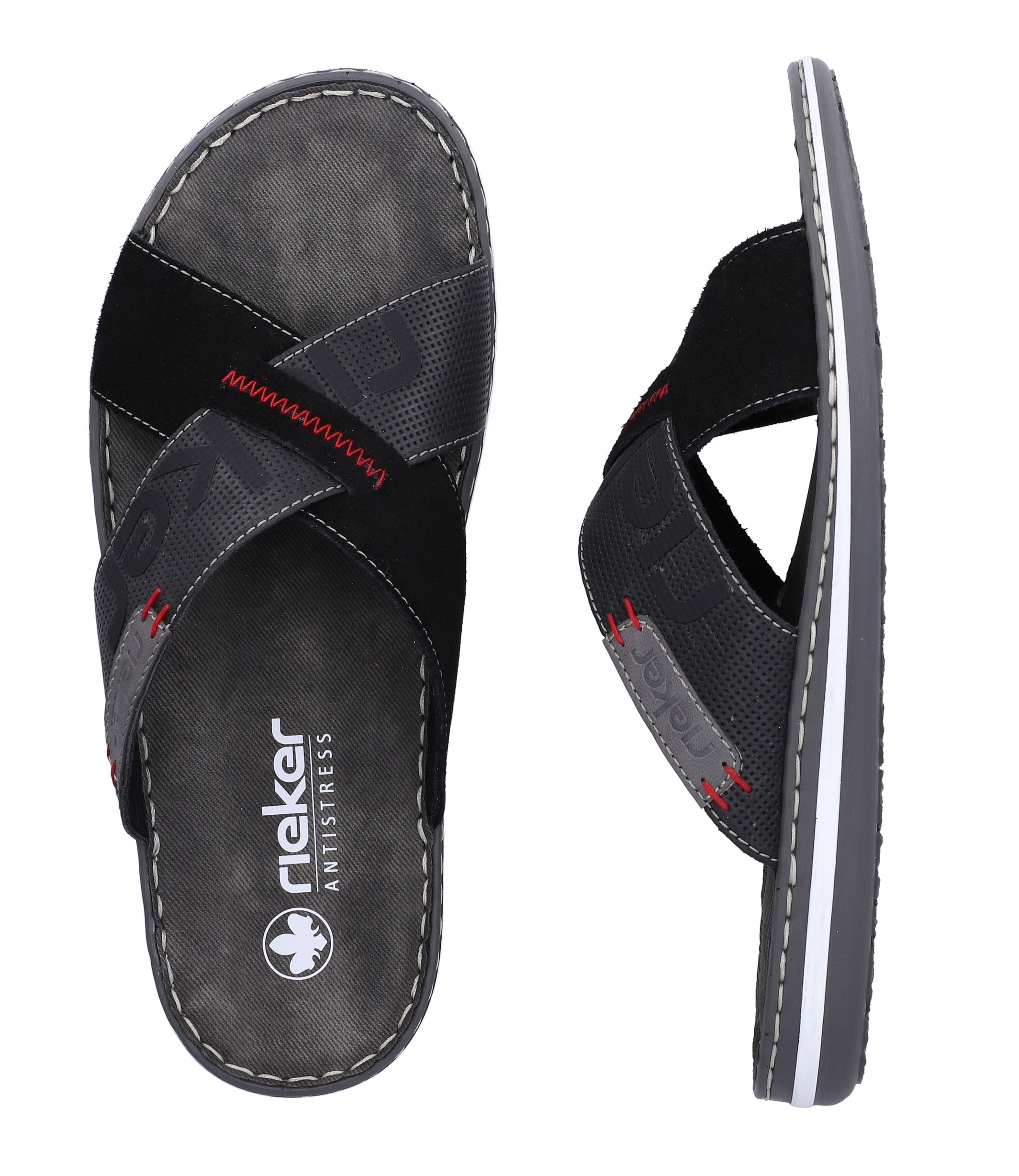 Rieker Pantolette  Sommerschuh, Schlappen, Poolslides, mit Kontraststeppung