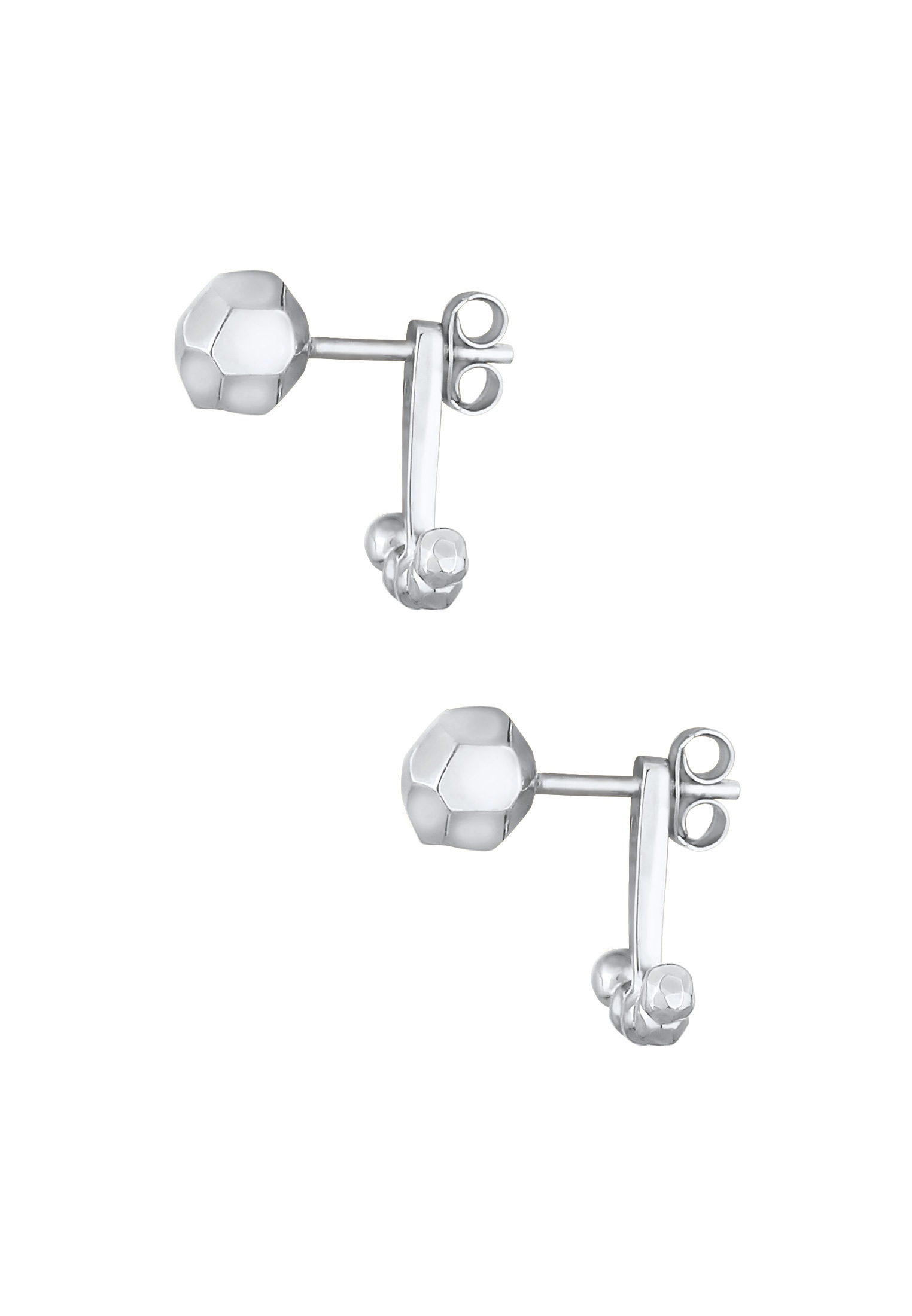 Elli Paar Ohrstecker »Stecker Ear Jackets Kugeln gehämmert 925 Silber«