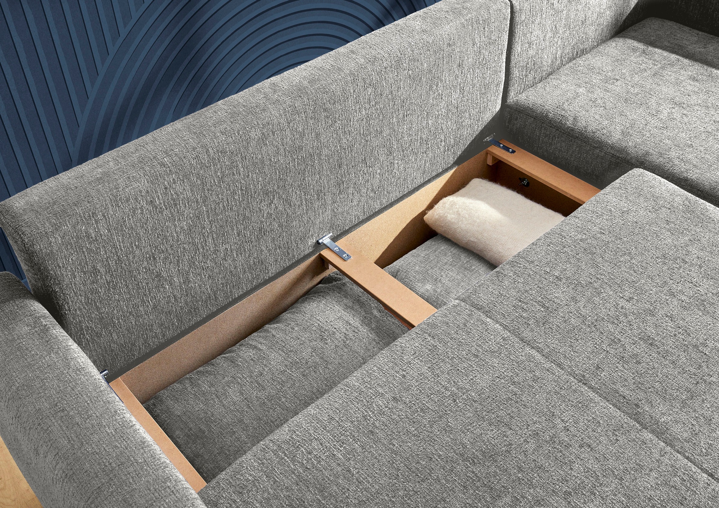 Jockenhöfer Gruppe Ecksofa »Venezia, inklusive Bettfunktion und Bettkasten« Ottomane links oder rechts montierbar, inkl. Rücken- und Zierkissen