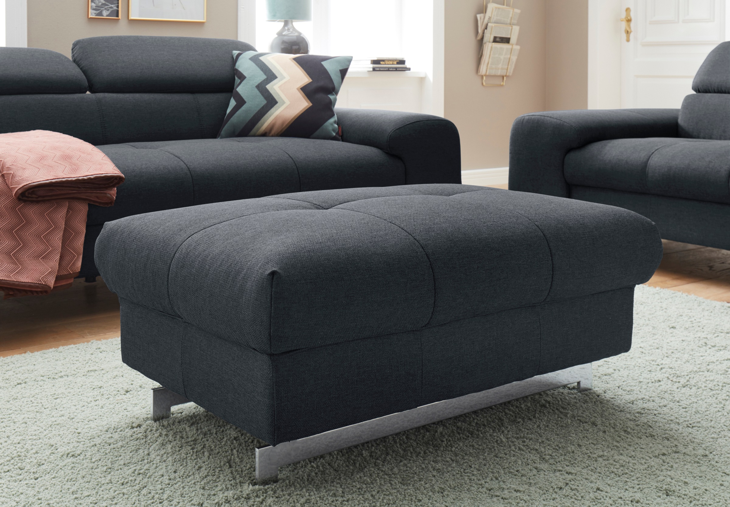 COTTA Polstergarnitur »Chef L-Form«, (Set, 2 tlg.), Set bestehend aus: Ecksofa mit Kopfteilverstellung & Hocker