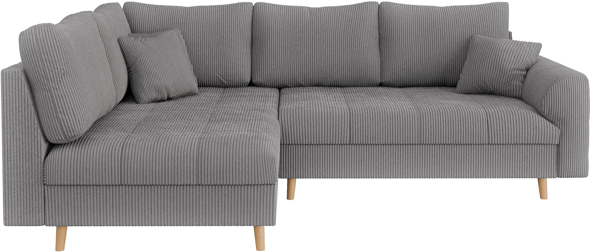 Home affaire Ecksofa »CHARRE L-Form mit Ottomane, Maße B/T/H: 231/161/81 cm«, feine Steppung, lose Rücken- und Zierkissen, auch in Cord und Bouclé