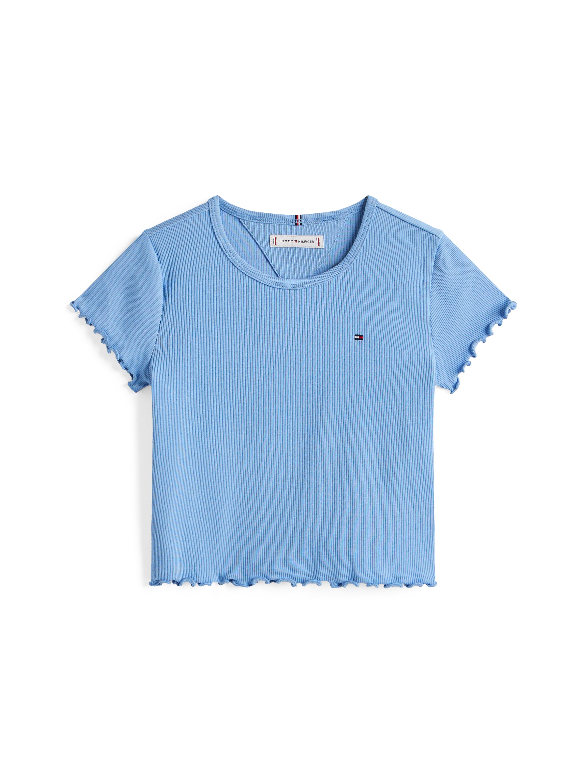 Tommy Hilfiger T-Shirt »ESSENTIAL RIB TOP SS«, mit Babylock-Kanten, mit Logostickerei