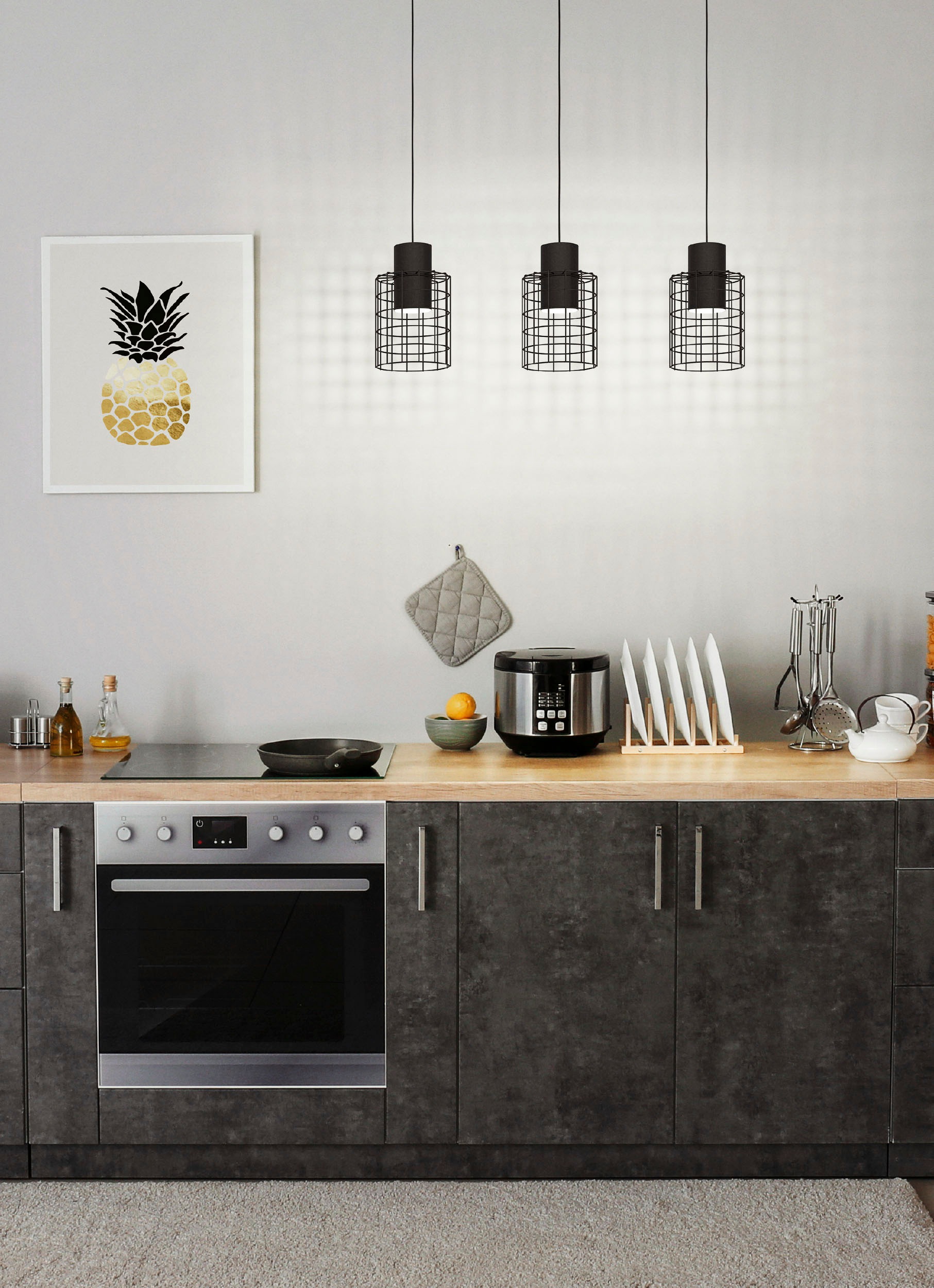 EGLO Hängeleuchte »MILLIGAN« E27 1 Stk. Hängeleuchte und weiß aus Stahl - e günstig online kaufen