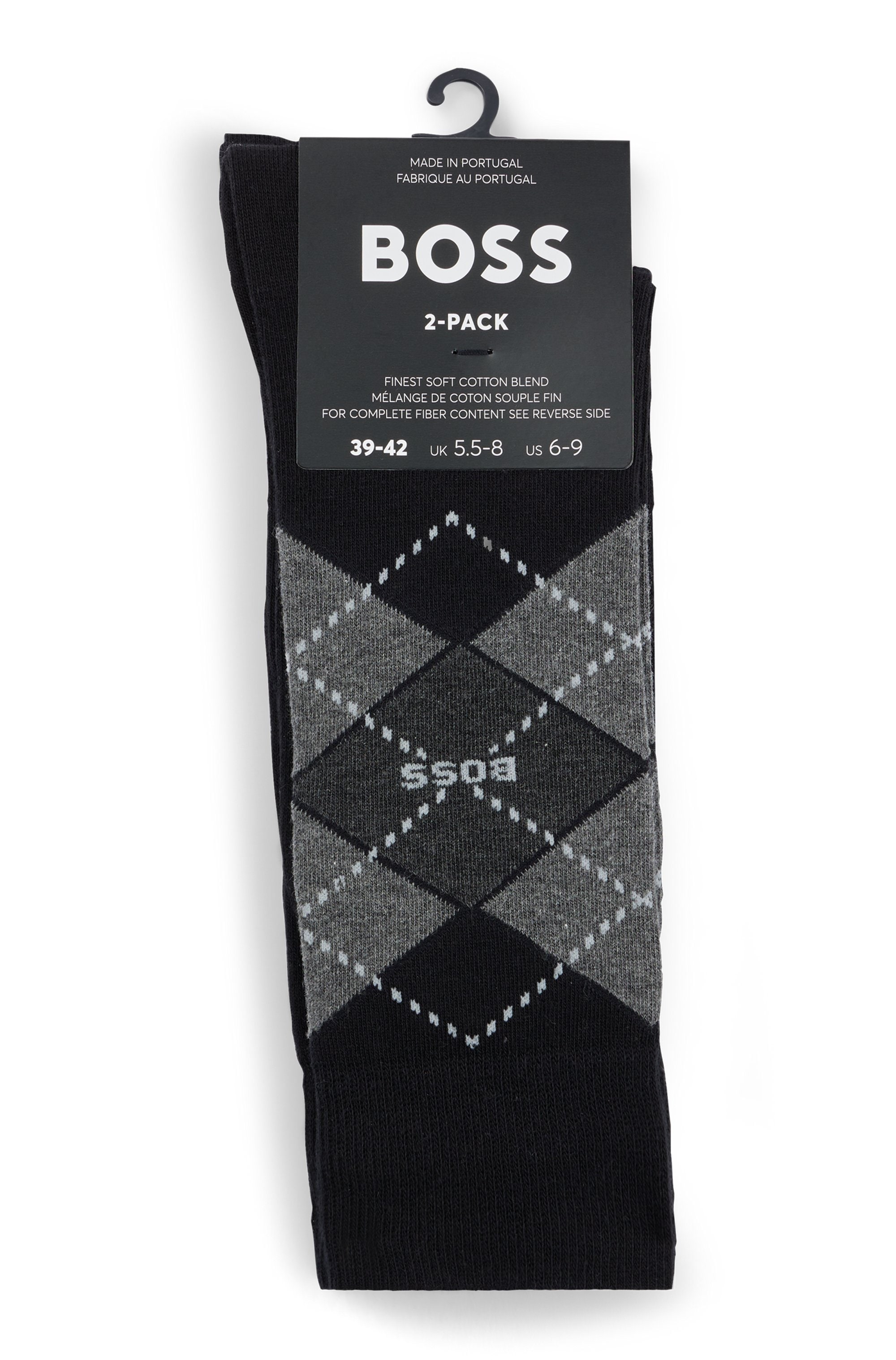 BOSS Socken »2P RS Argyle CC«, (Packung, 2 Paar, 2er Pack), mit BOSS Schriftzug