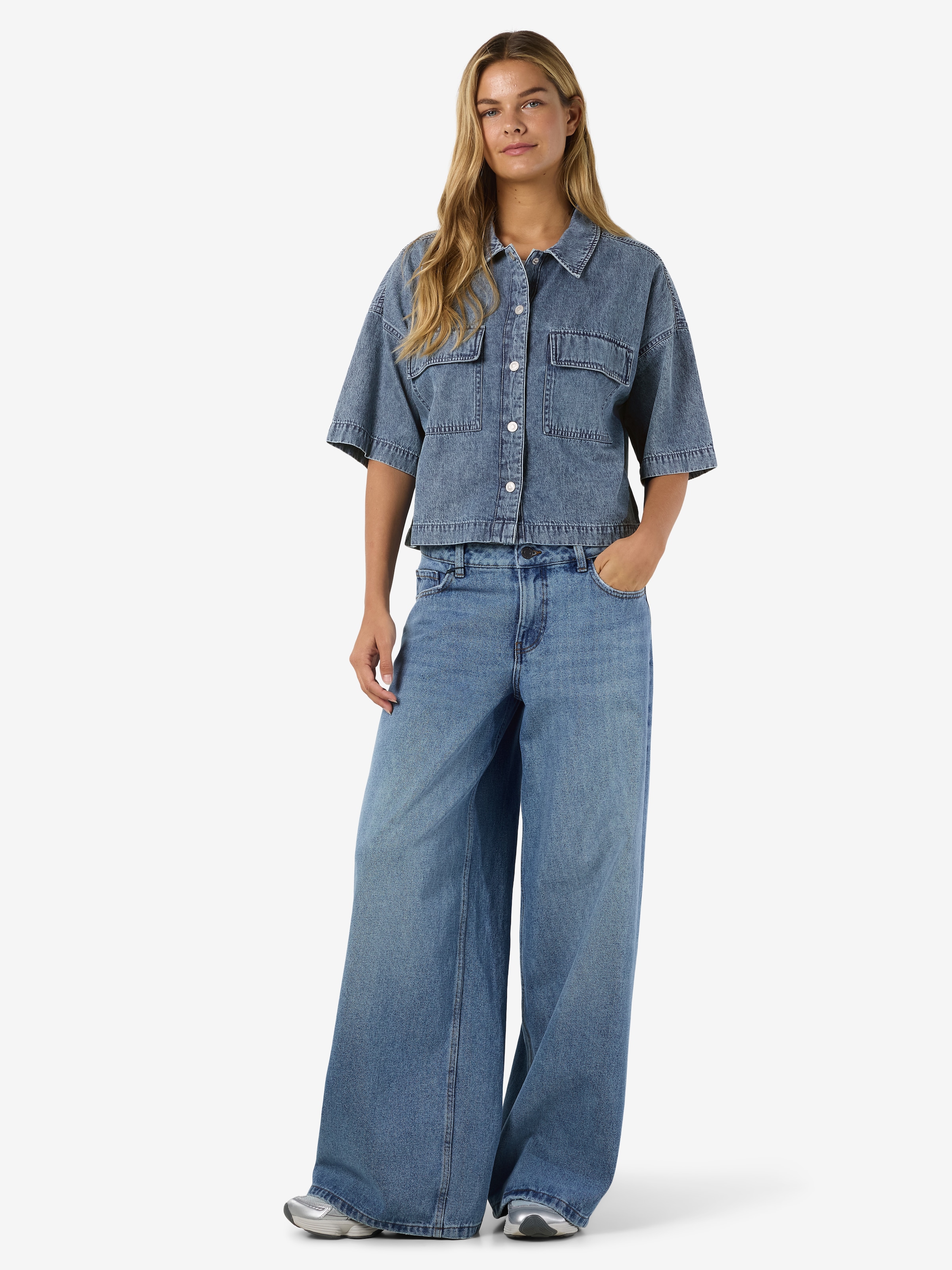 Noisy may Jeansbluse »NMENZA S/S REG CROP SHIRT MG004MB NOOS«