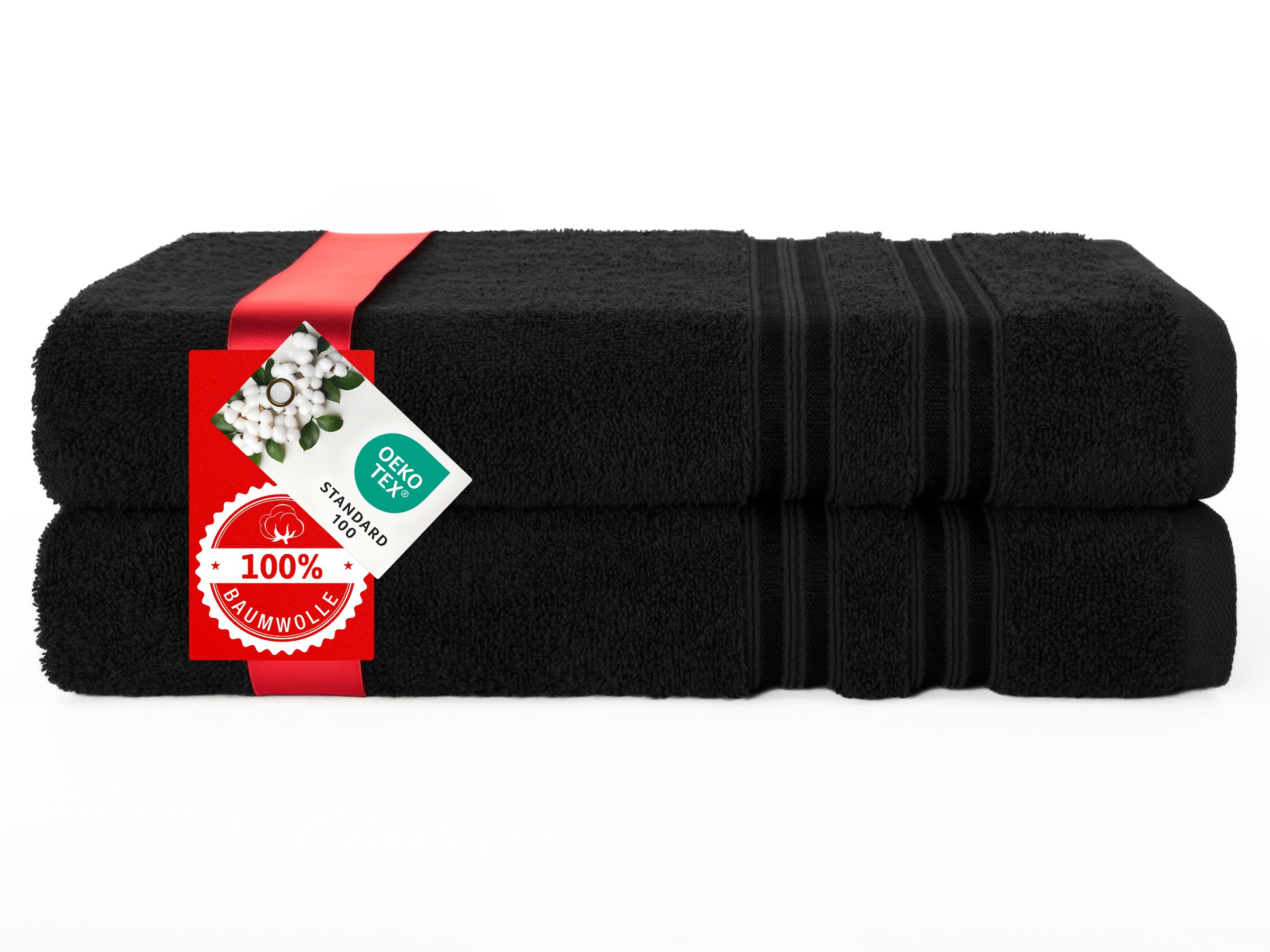HAMMETEX Duschtuch »2er Set Badetücher 70x140 cm, 100% Baumwolle, Weich & Saugstark«, (Set, 2 St., 2), mit Bordüre, einfarbig, weich