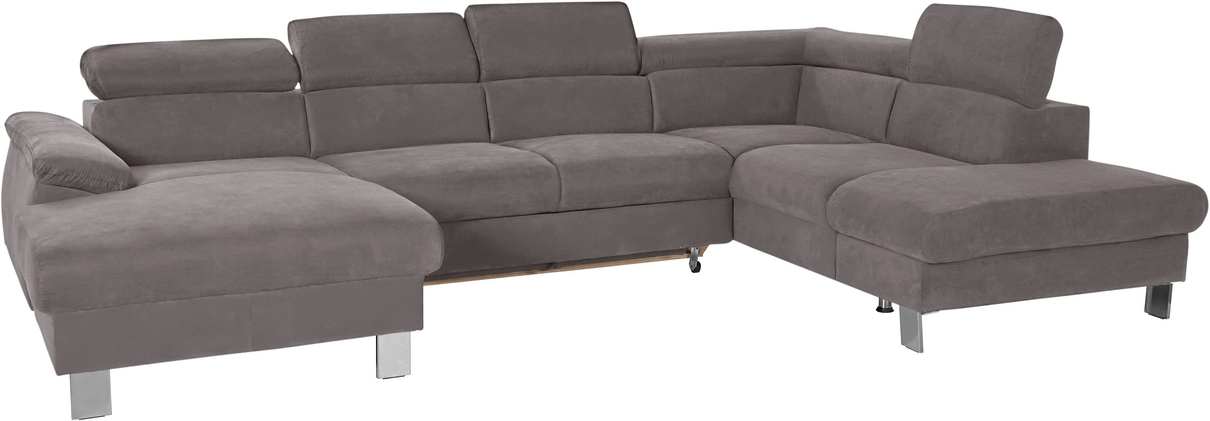 COTTA Polstergarnitur »Komaris U-Form«, (Set), Set bestehend aus: Wohnlandschaft mit Kopfteilverstellung & Hocker