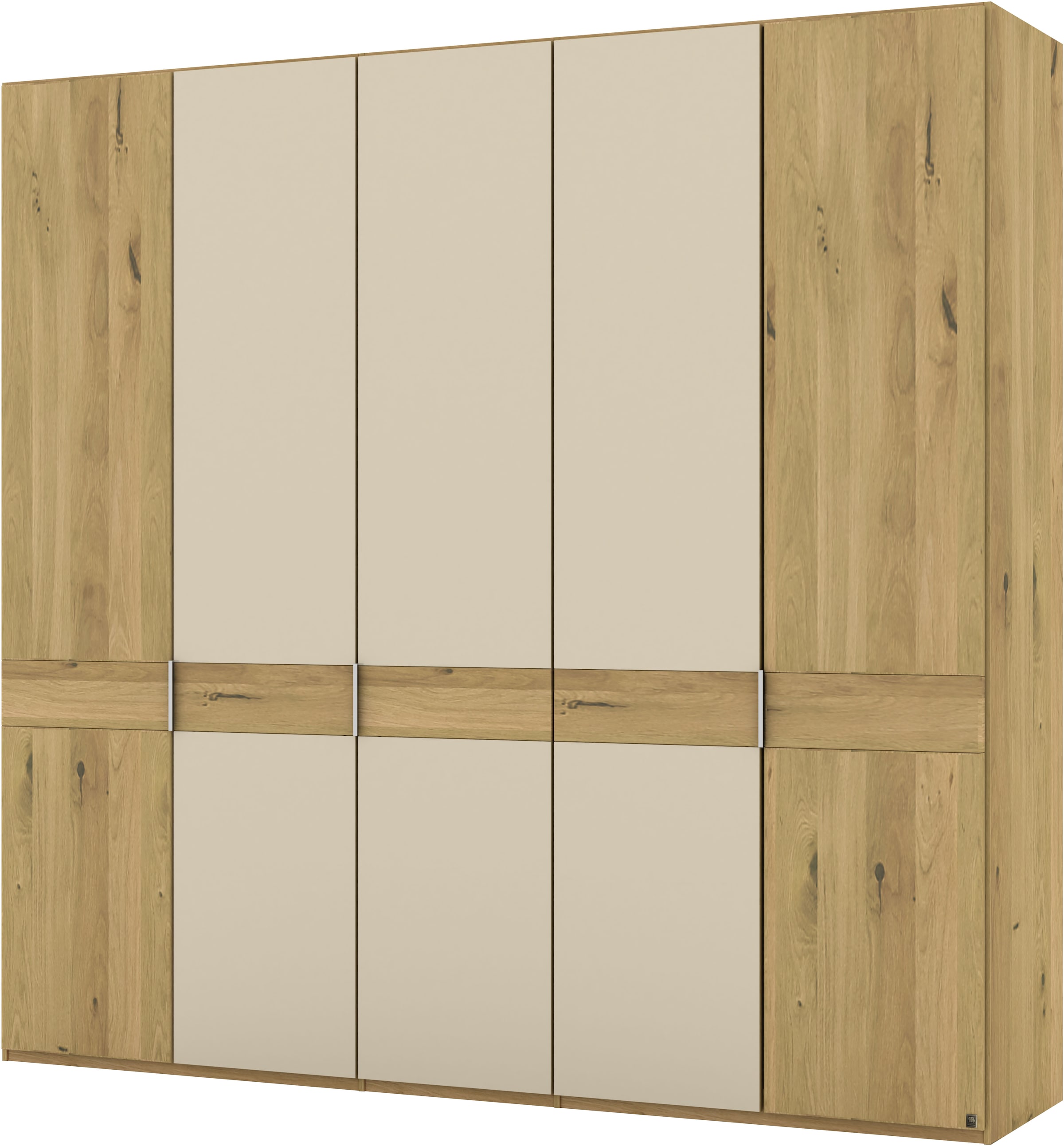 Musterring Drehtürenschrank »Savona, Kleiderschrank, Schrank, Garderobe, teilmassiv Eiche«, (mit Türdämpfern, mit Spiegel oder Glas, extra Böden, MADE IN GERMANY), Türen in Bianco-Eiche massiv, Spiegel-/Glastüren, verschiedene Größen