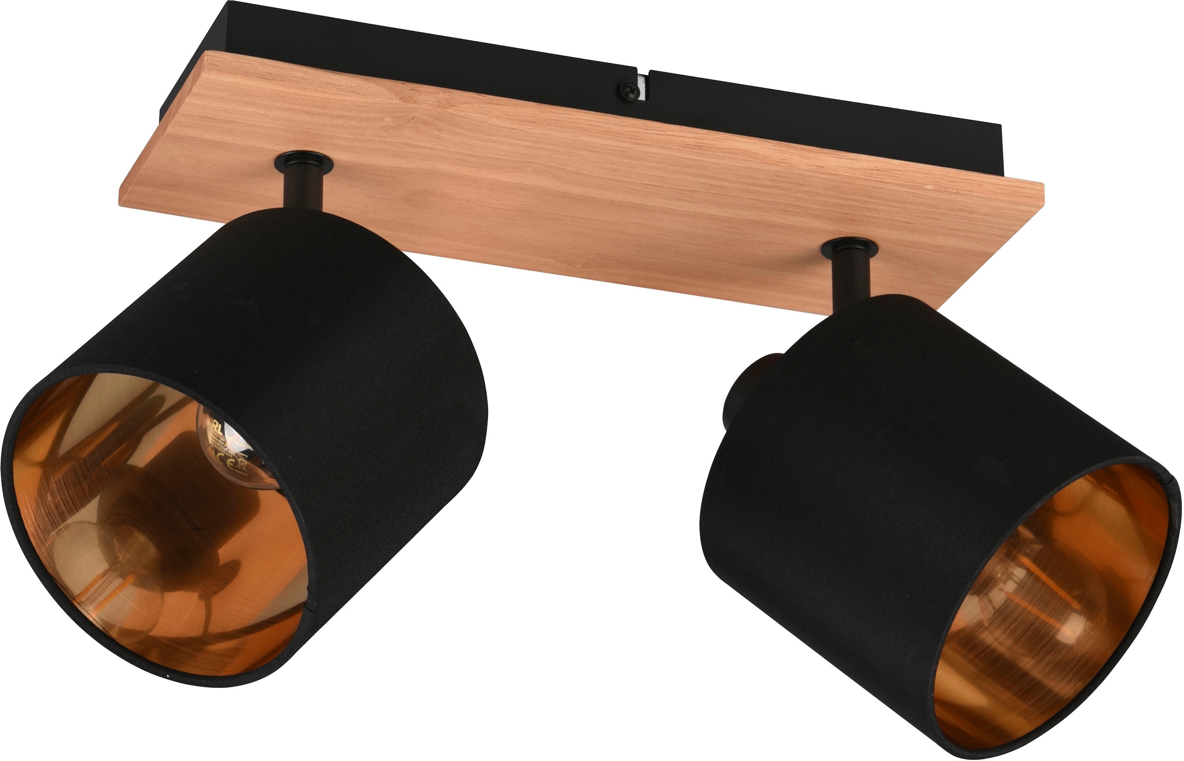 REALITY Leuchten Deckenstrahler »Tommy«, 2 flammig, Leuchtmittel E14 | ohne Leuchtmittel, 2er Spot Holzoptik schwenkbar, Wand-& Deckenmontage exkl 2xE14 max 28W