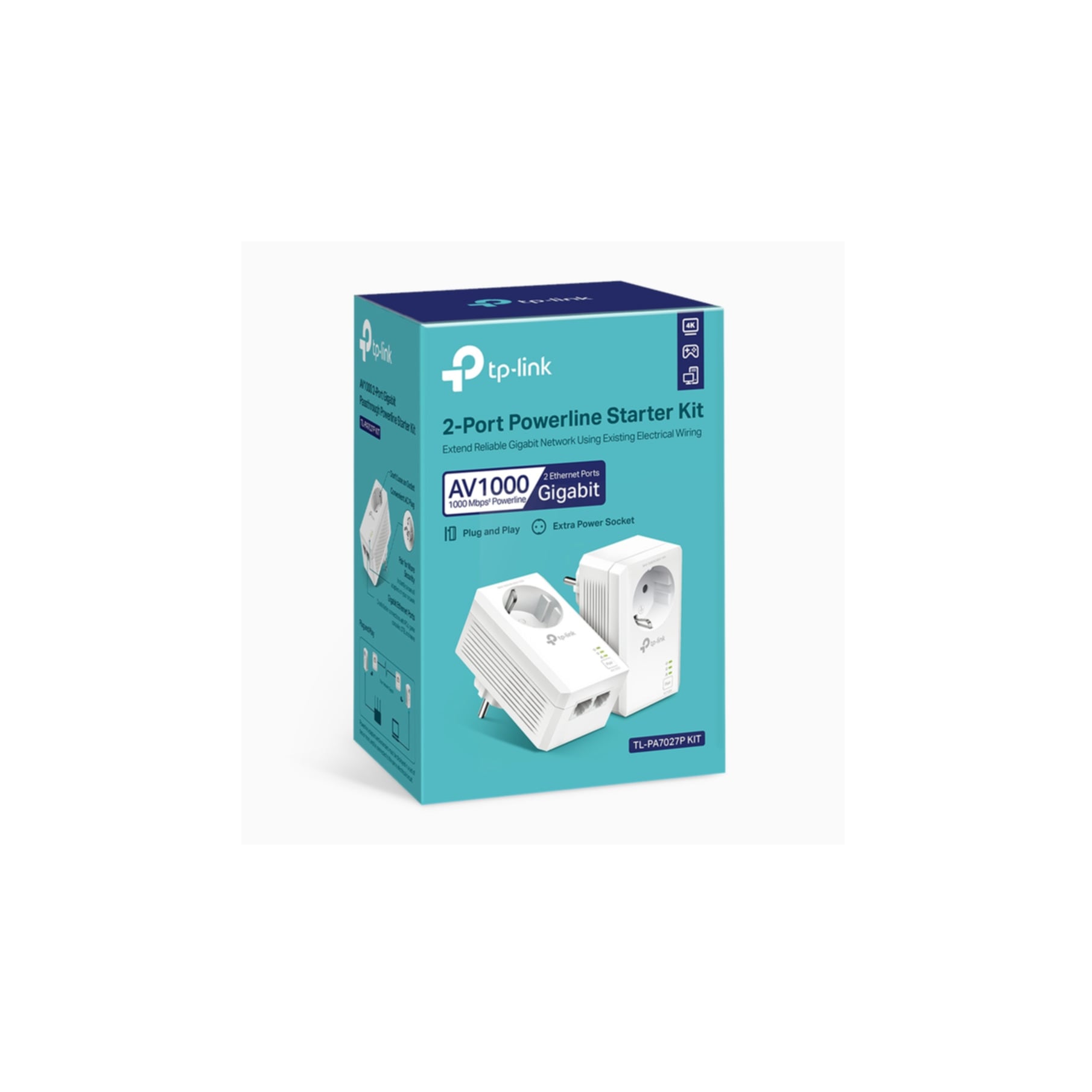 TP-Link Netzwerk-Adapter »AV1000 2-Port Gigabit Powerline Adapter mit Steckdose«