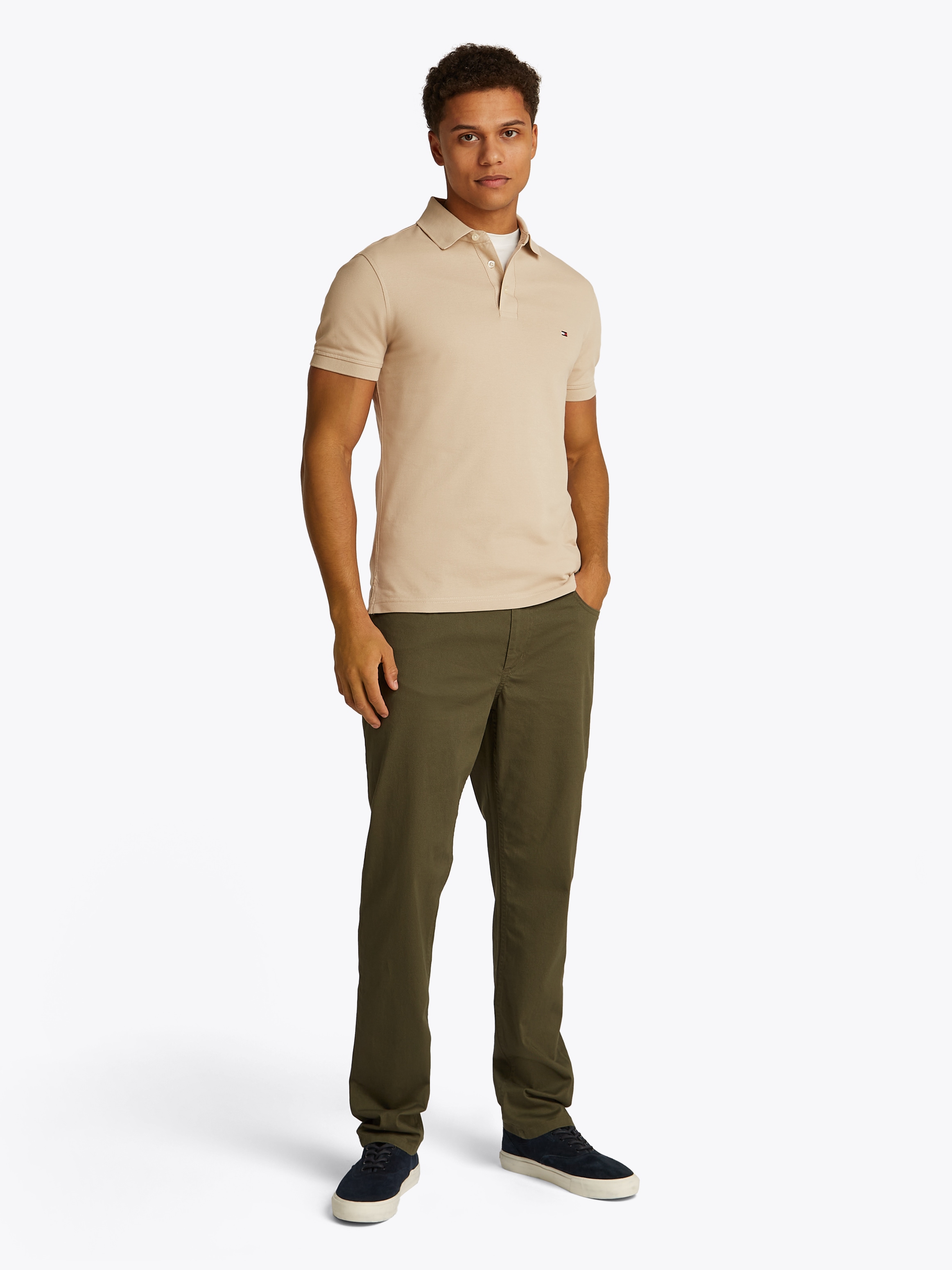 Tommy Hilfiger Poloshirt »1985 SLIM POLO mit Stickerei und Piqué-Qualität« unifarben, casual, slim fit, Baumwollmix, Polokragen