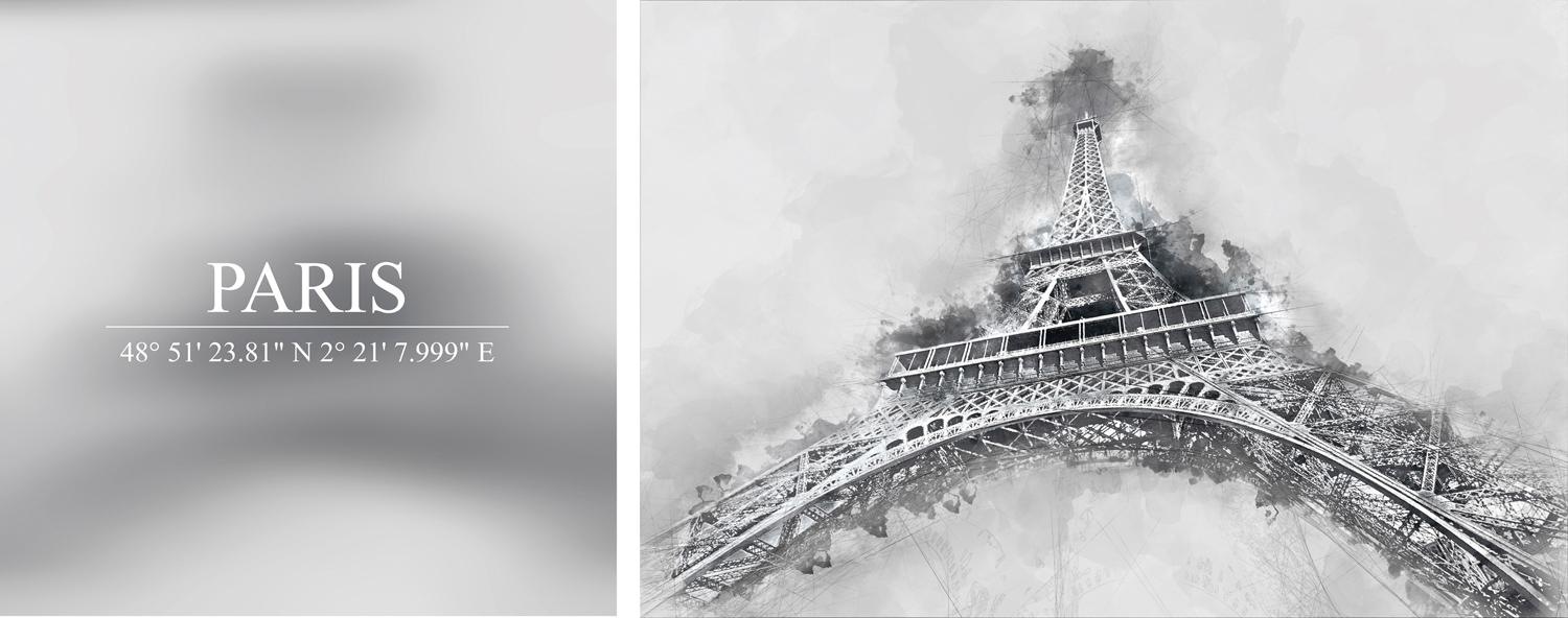 queence Leinwandbild »Paris«, Elemente der Architektur-Paris-Kunst-Sprüche- günstig online kaufen