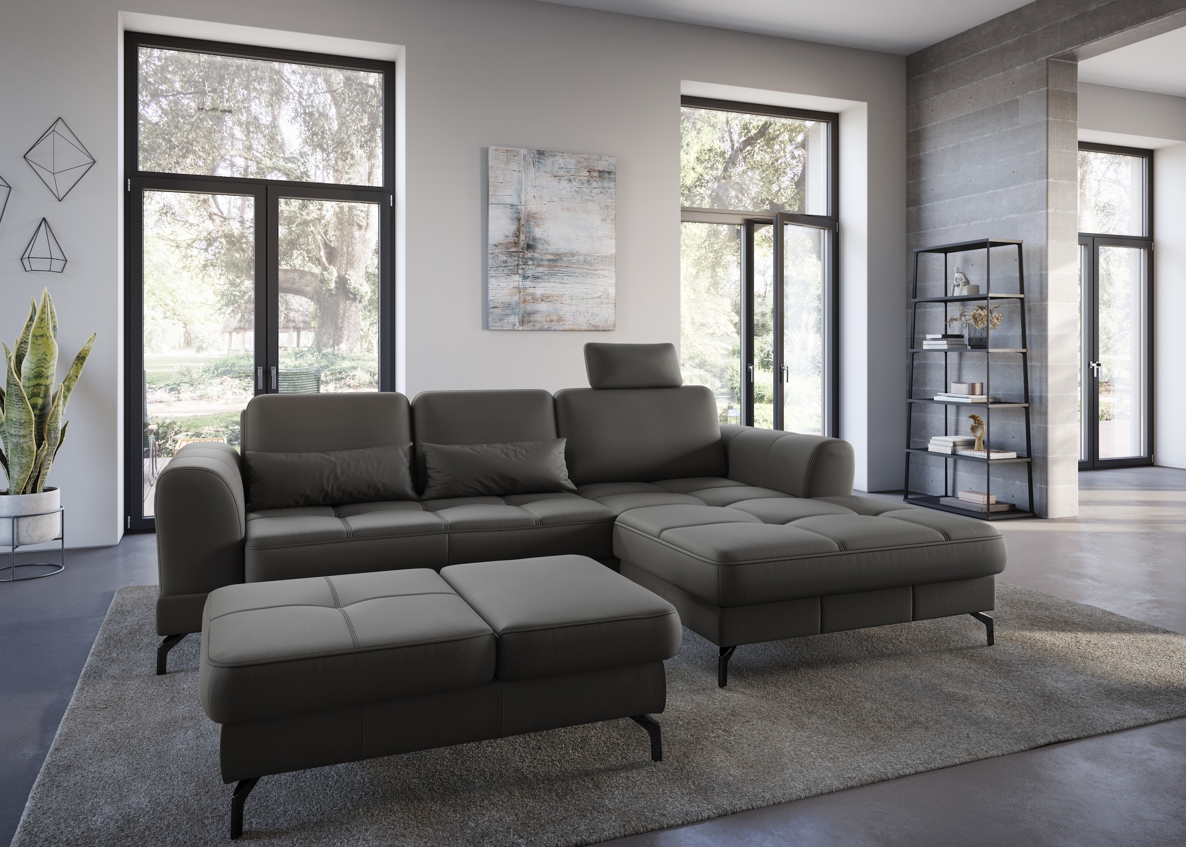 sit&more Ecksofa »Bendigo L-Form«, inklusive Sitztiefenverstellung, Bodenfreiheit 12 cm, in 2 Fußfarben