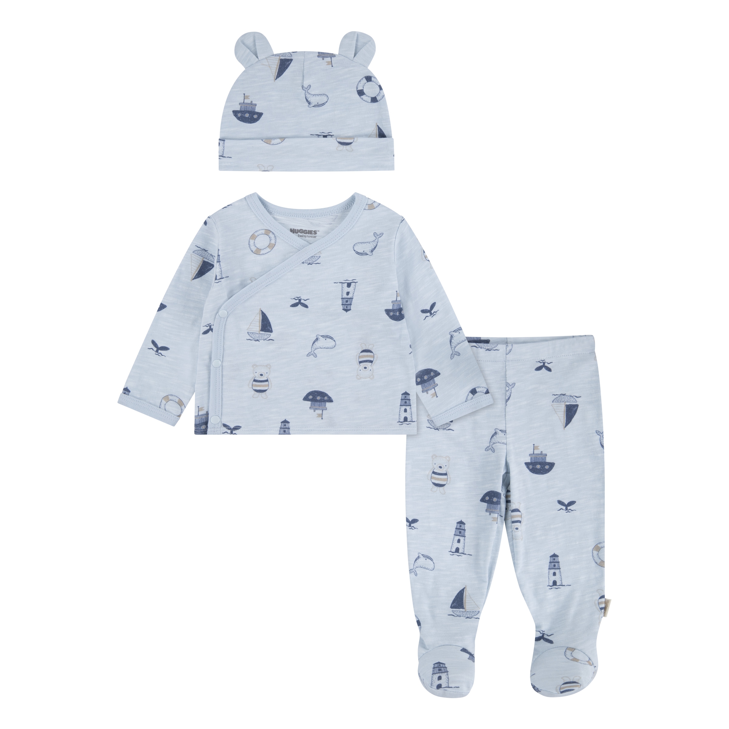 HUGGIES babywear Langarmshirt & Hose »HUGG FOOTED PANT SET+ATTACHMEN« Set,  mit All-Over Print